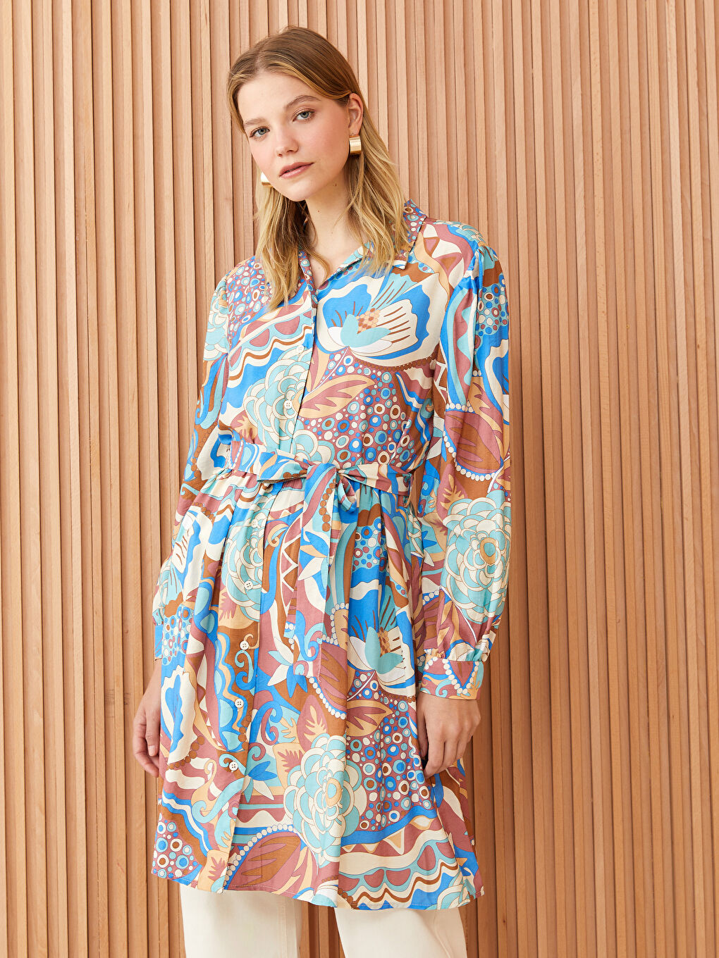 Patterned Women's Shirt Tunic-1