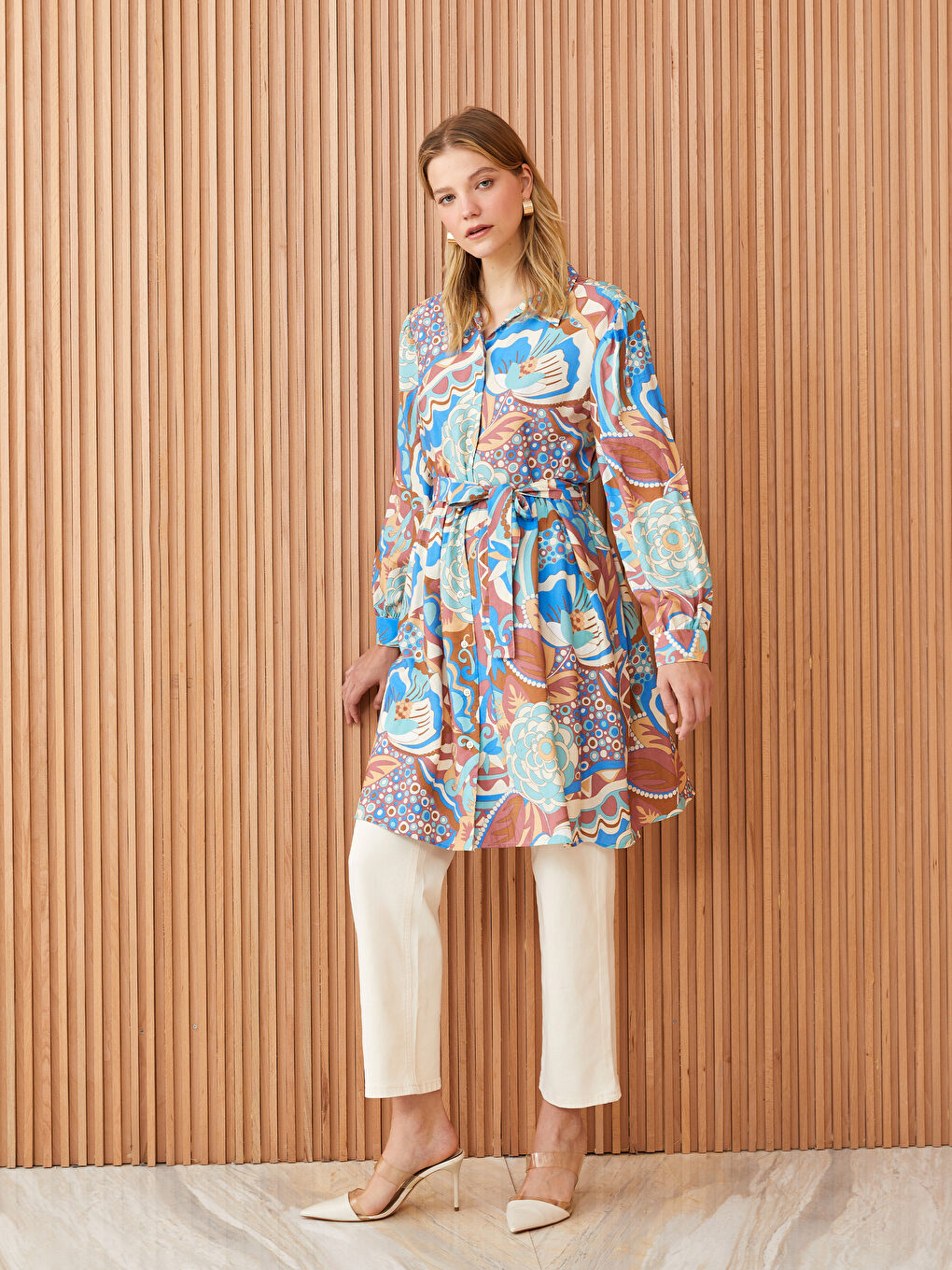 Patterned Women's Shirt Tunic-2