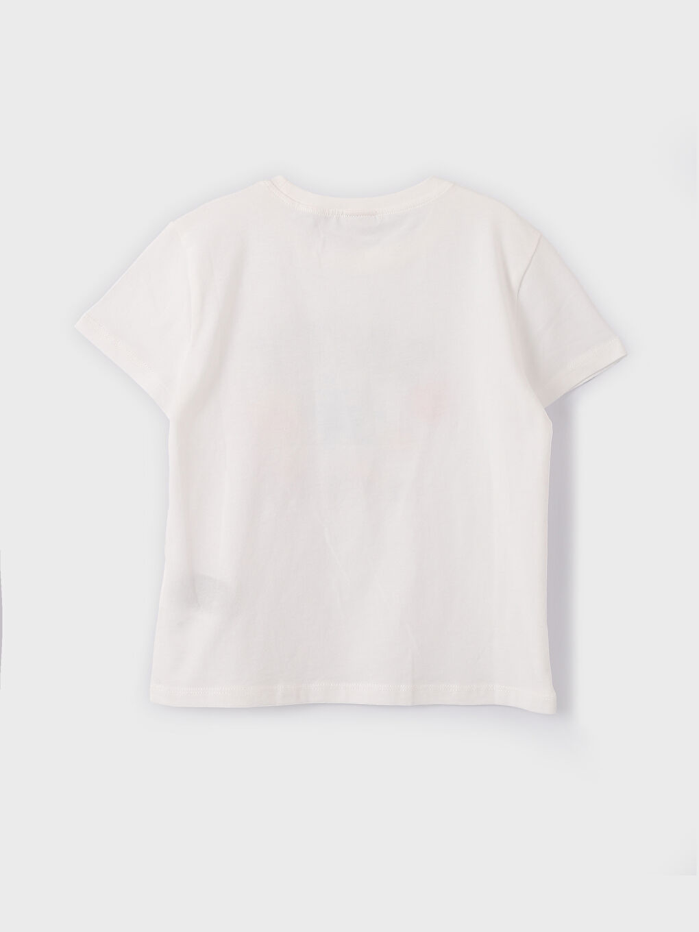 تيشيرت للبنات بياقة دائرية مطبوع كم قصير-1