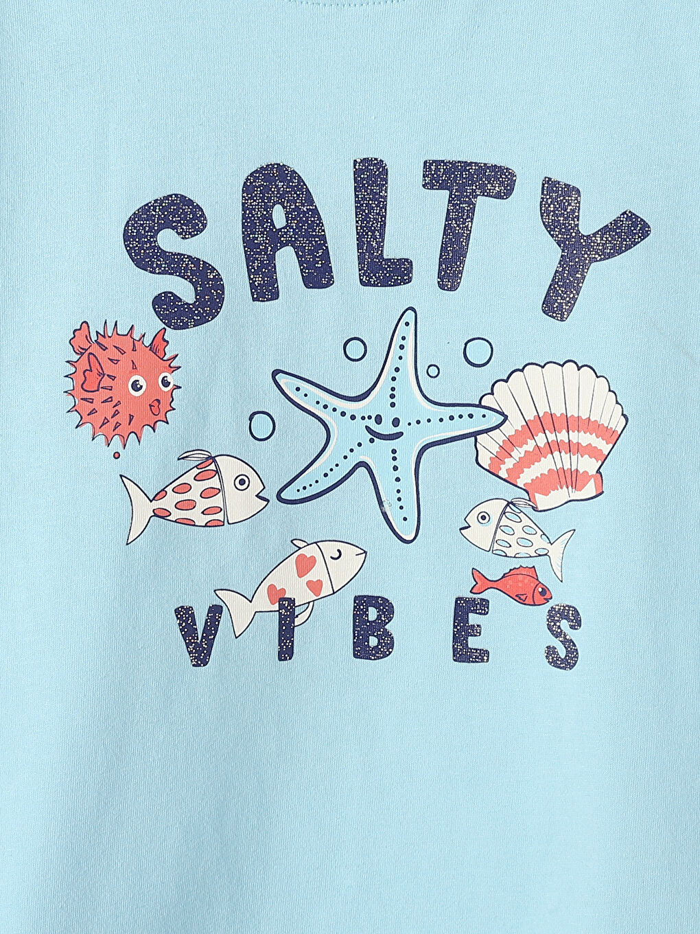 تيشيرت للبنات بياقة دائرية مطبوع كم قصير-3