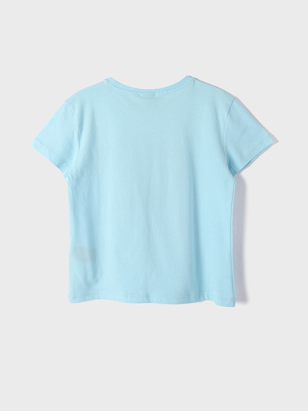 تيشيرت للبنات بياقة دائرية مطبوع كم قصير-1