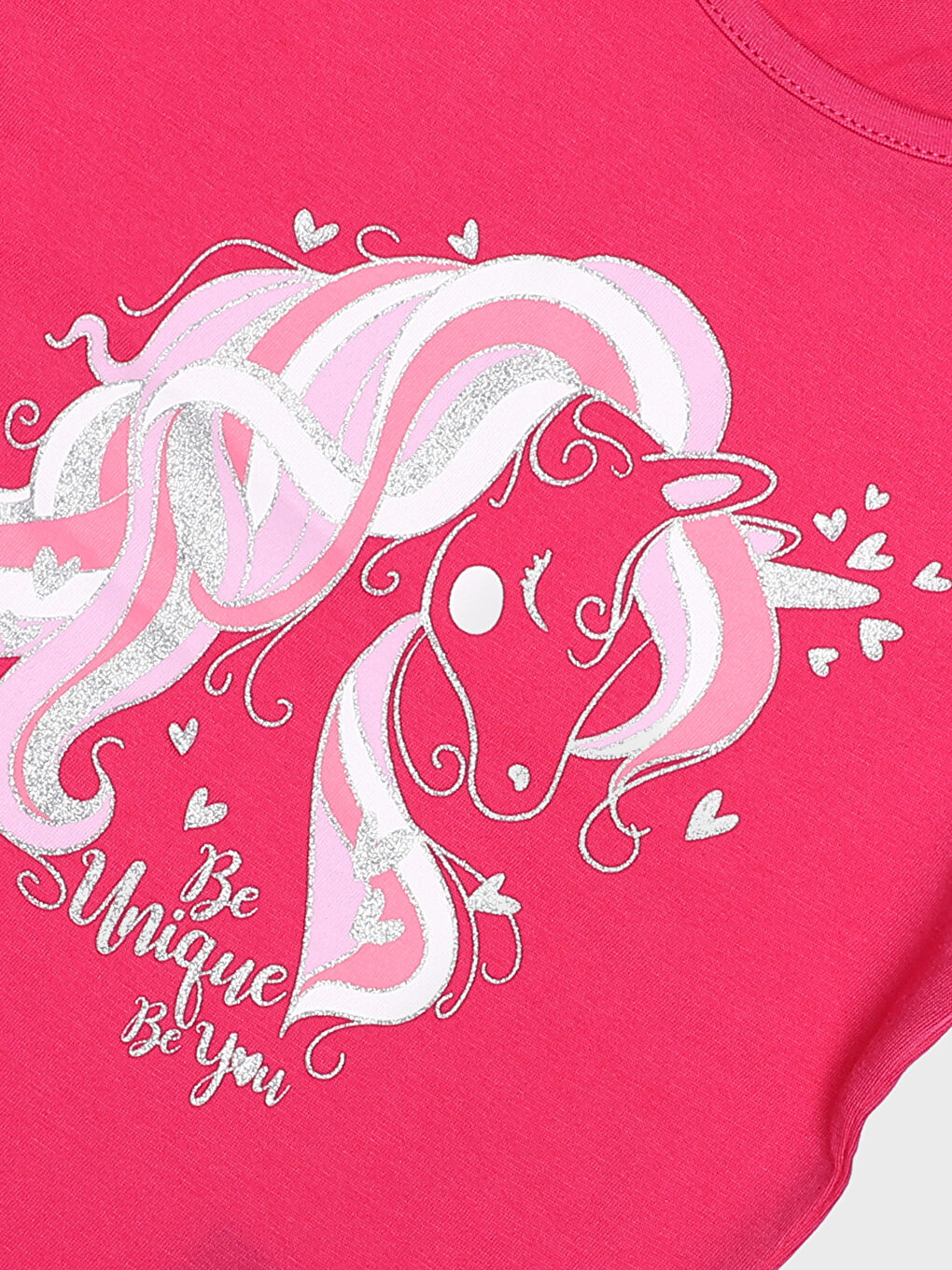 تيشيرت للبنات بياقة دائرية مطبوع كم قصير-2