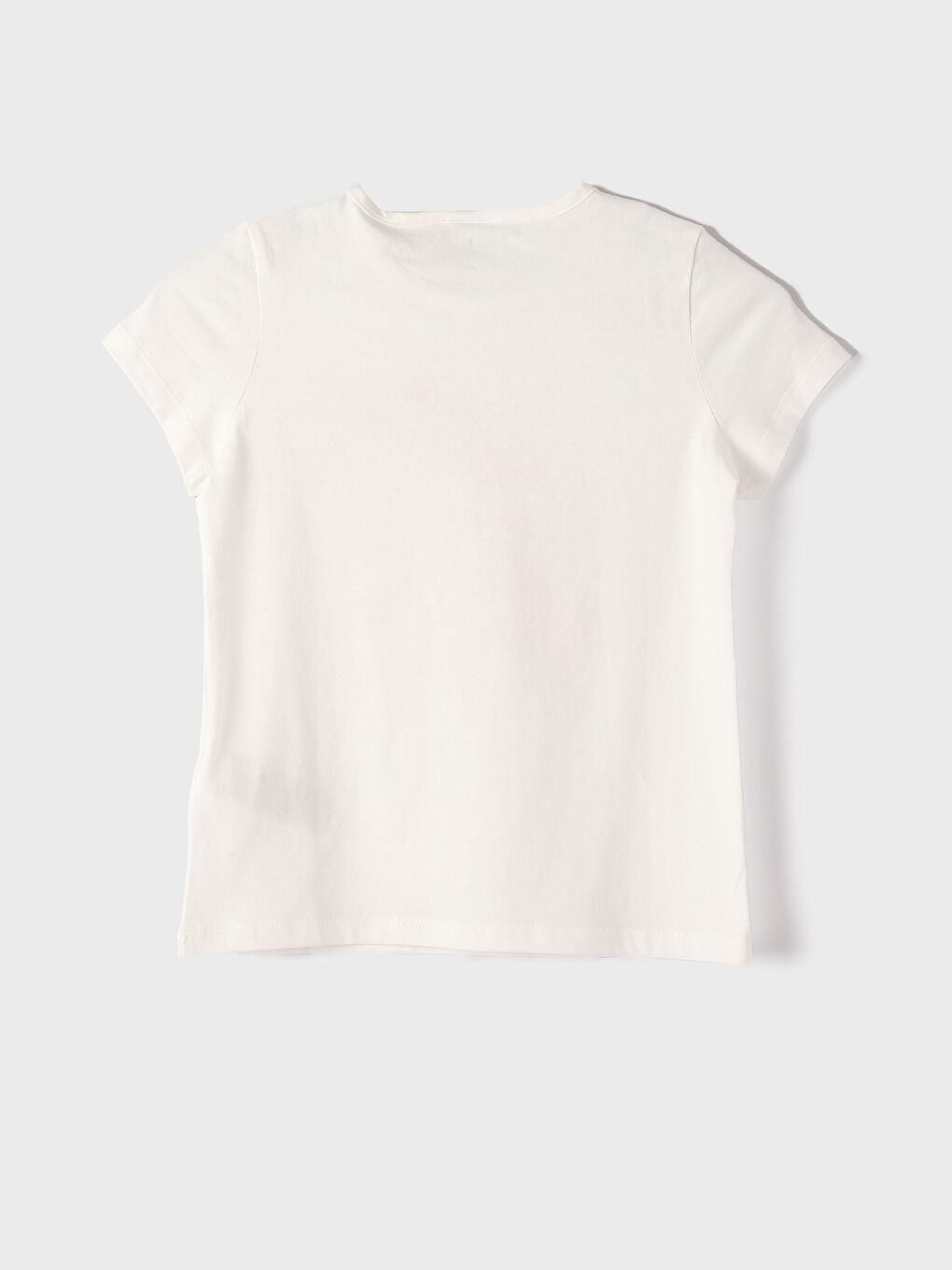 تيشيرت للبنات بياقة دائرية مطبوع كم قصير-2