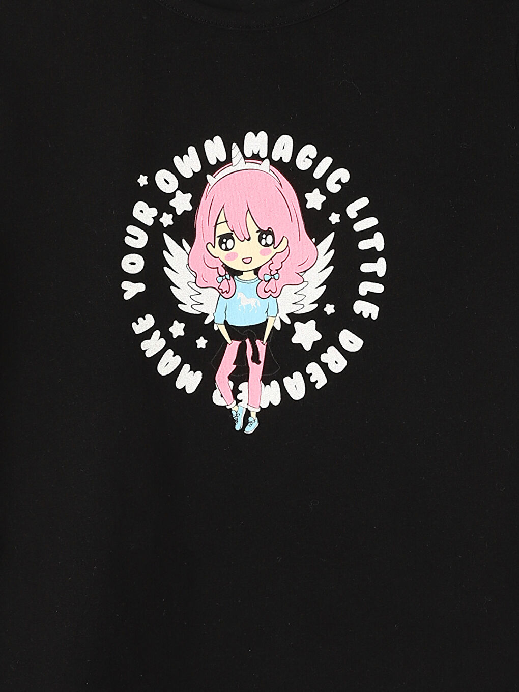 Crew Neck Printed Short Sleeve Girls' T-Shirt-3