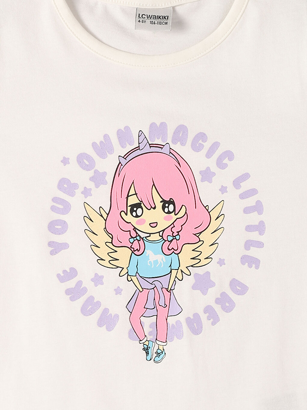 Crew Neck Printed Short Sleeve Girls' T-Shirt-3