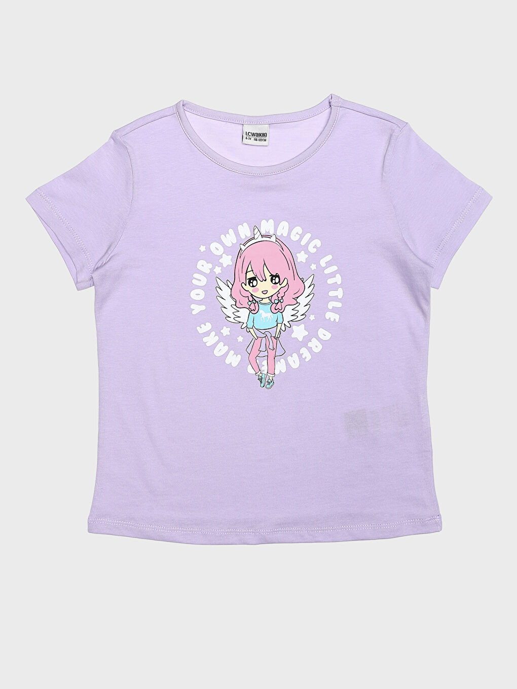 Crew Neck Printed Short Sleeve Girls' T-Shirt