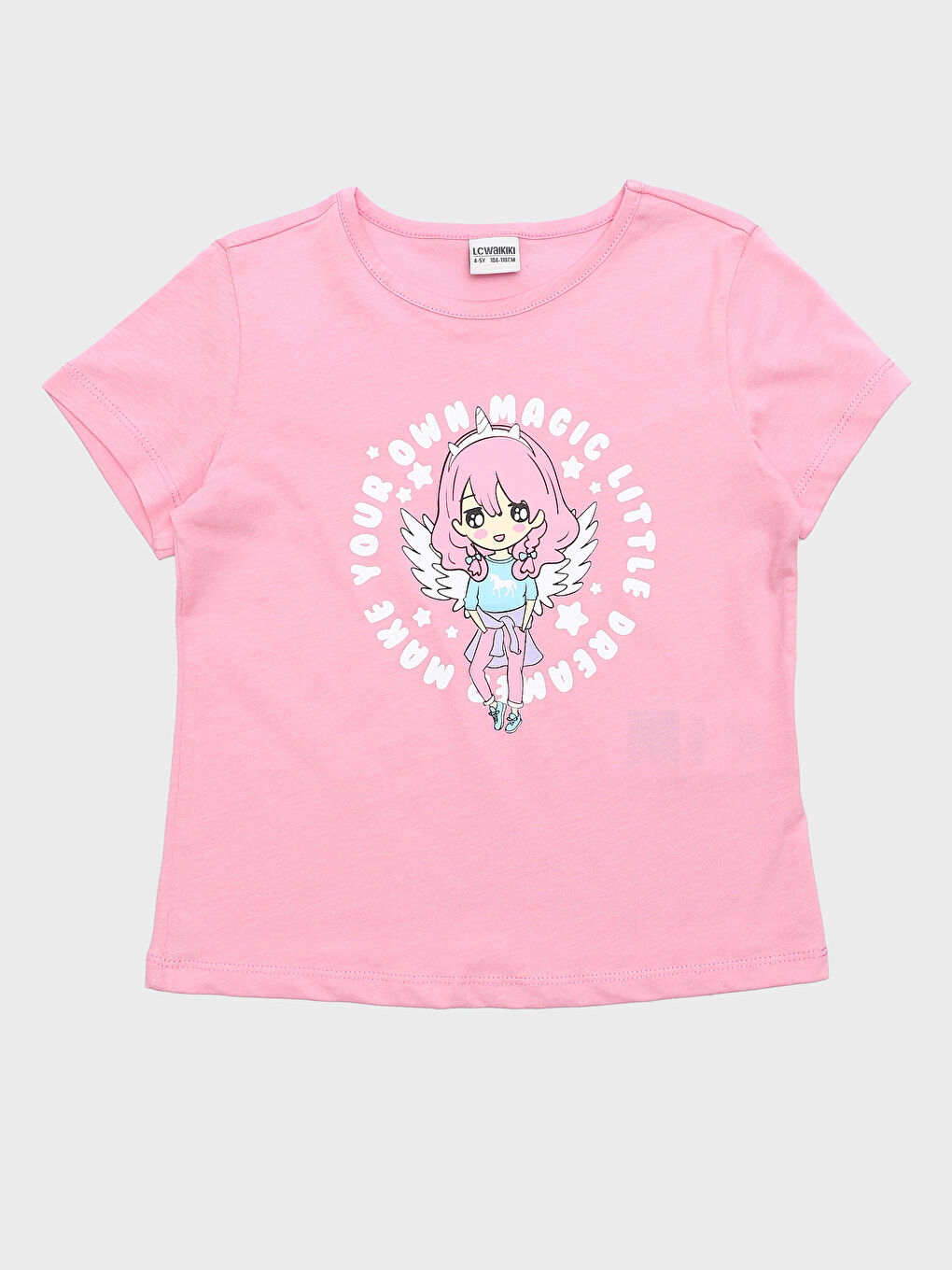 LC Waikiki Crew Neck Printed Short Sleeve Girls' T-Shirt -S3HV37Z4-GA5