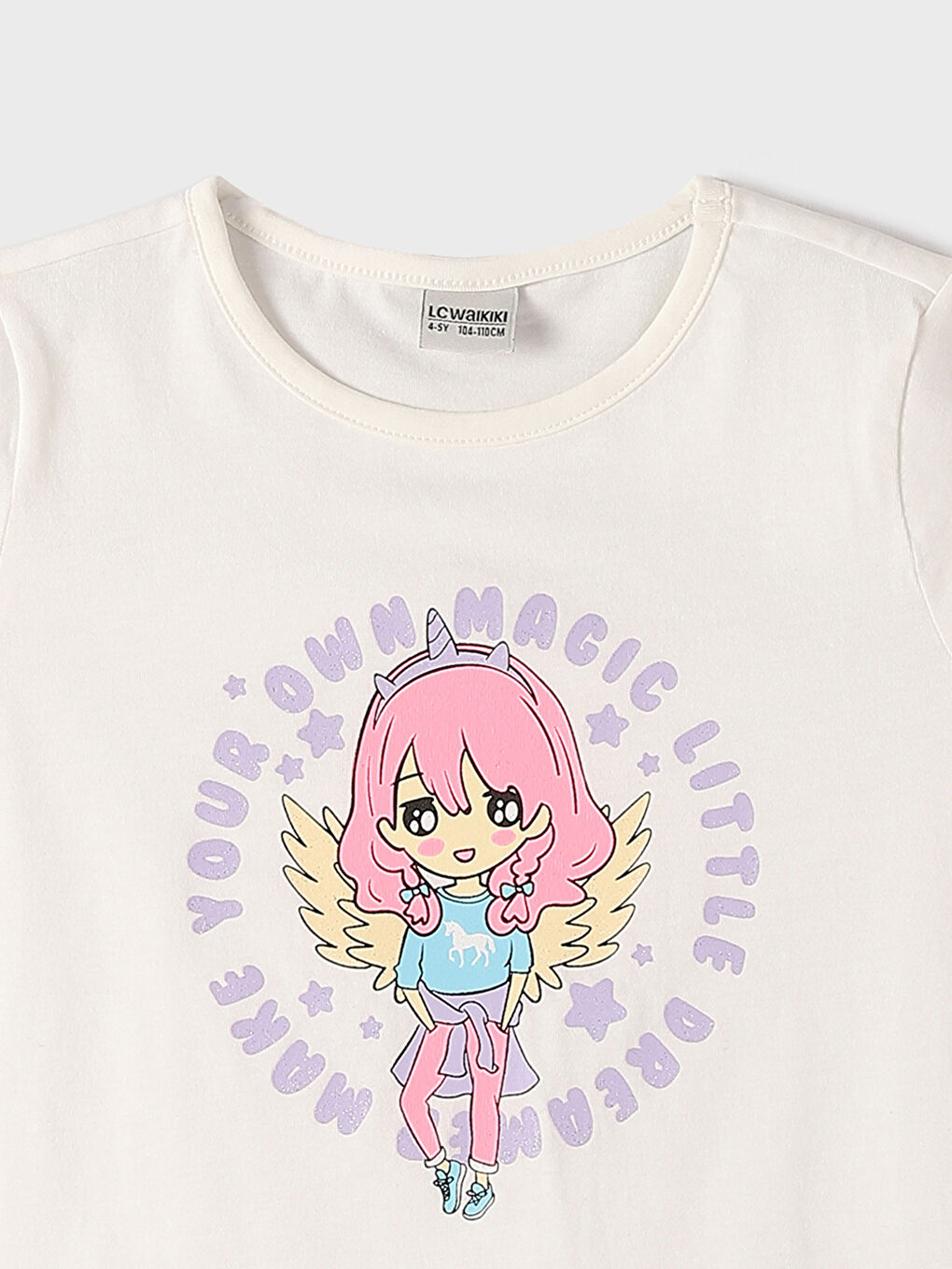 Crew Neck Printed Short Sleeve Girls' T-Shirt-1