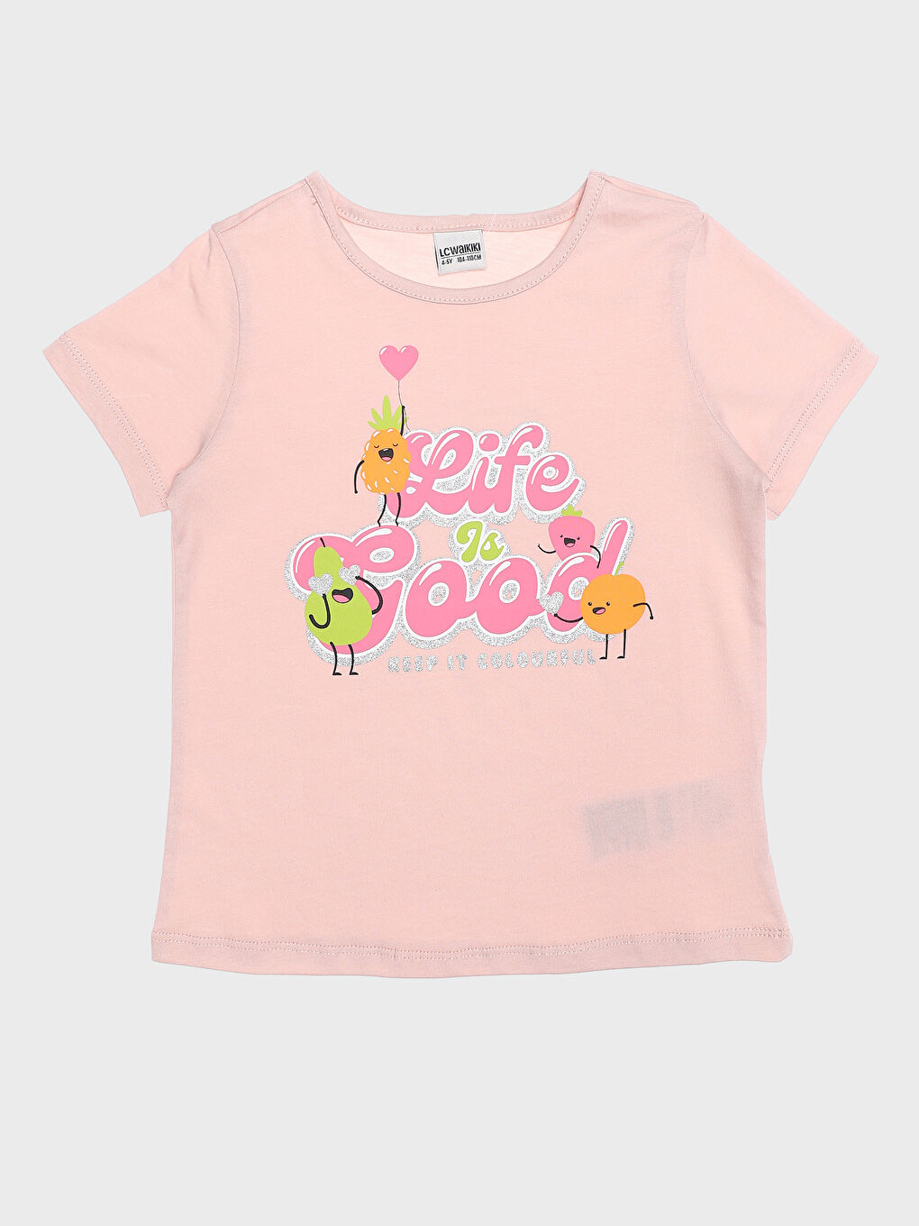 Crew Neck Printed Short Sleeve Girls' T-Shirt