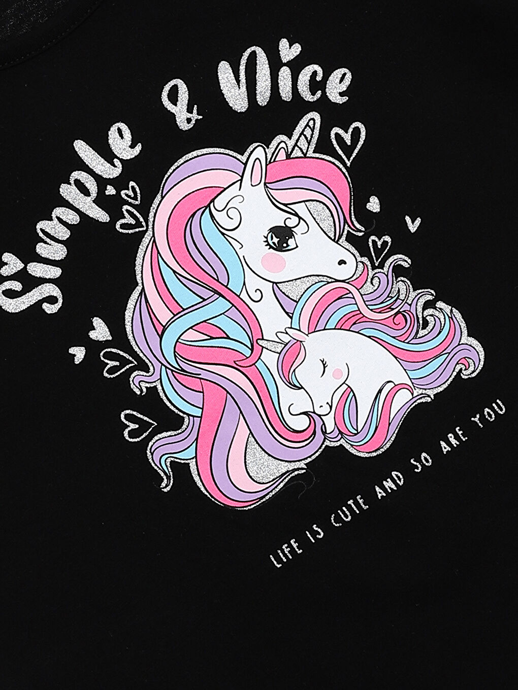 تيشيرت للبنات بياقة دائرية مطبوع كم قصير-3