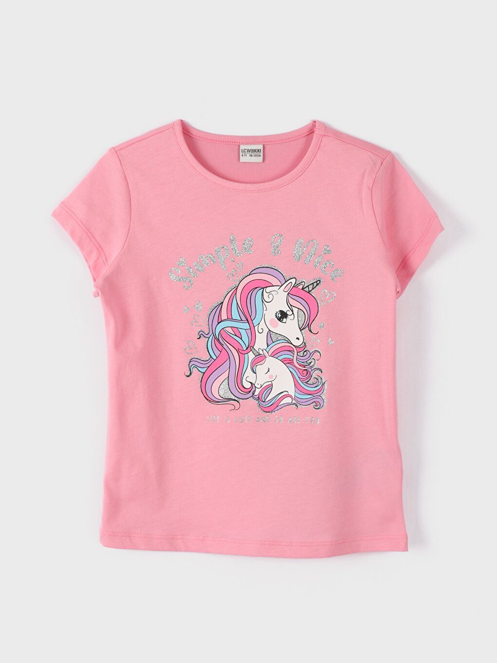 Crew Neck Printed Short Sleeve Girls' T-Shirt