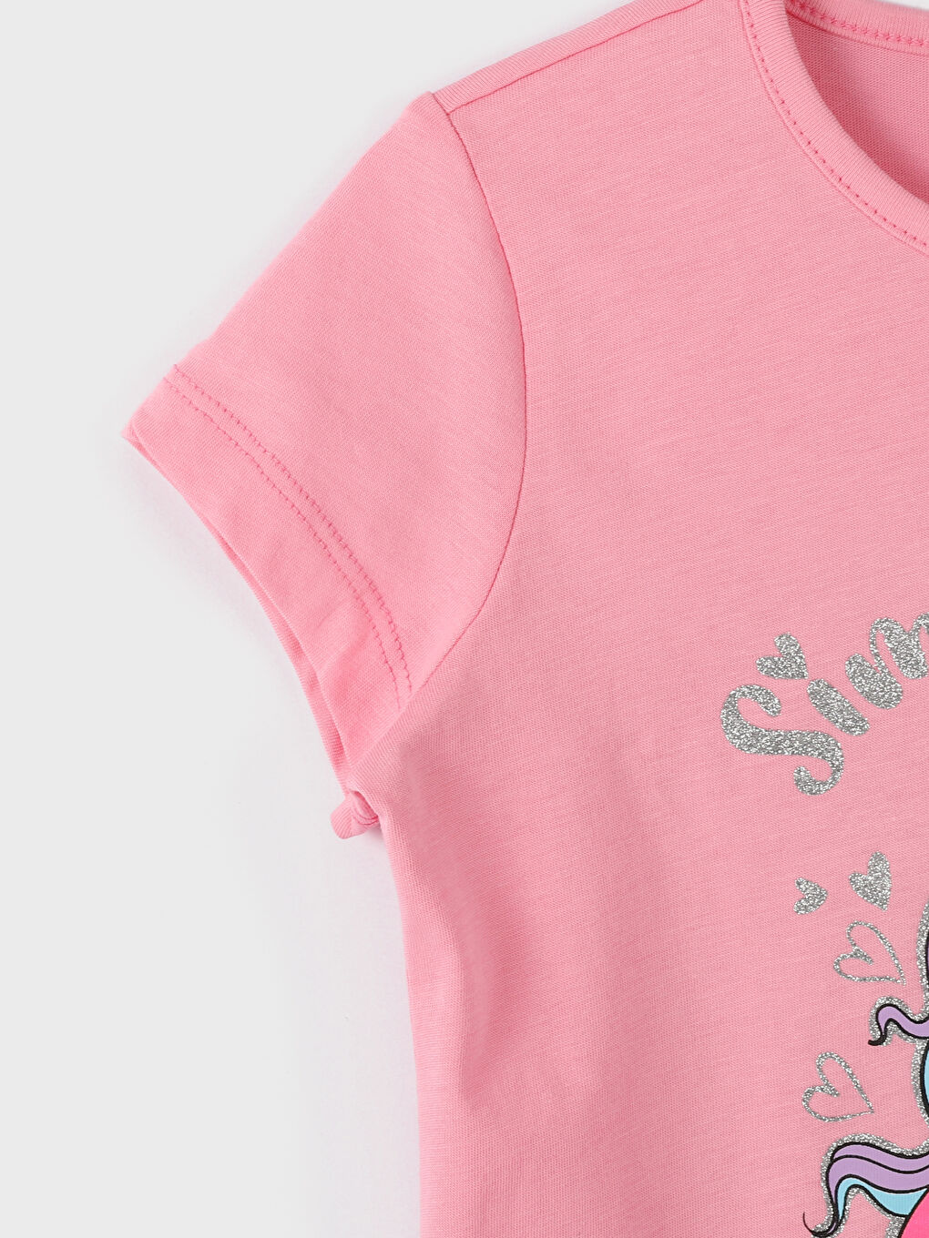 Crew Neck Printed Short Sleeve Girls' T-Shirt-1