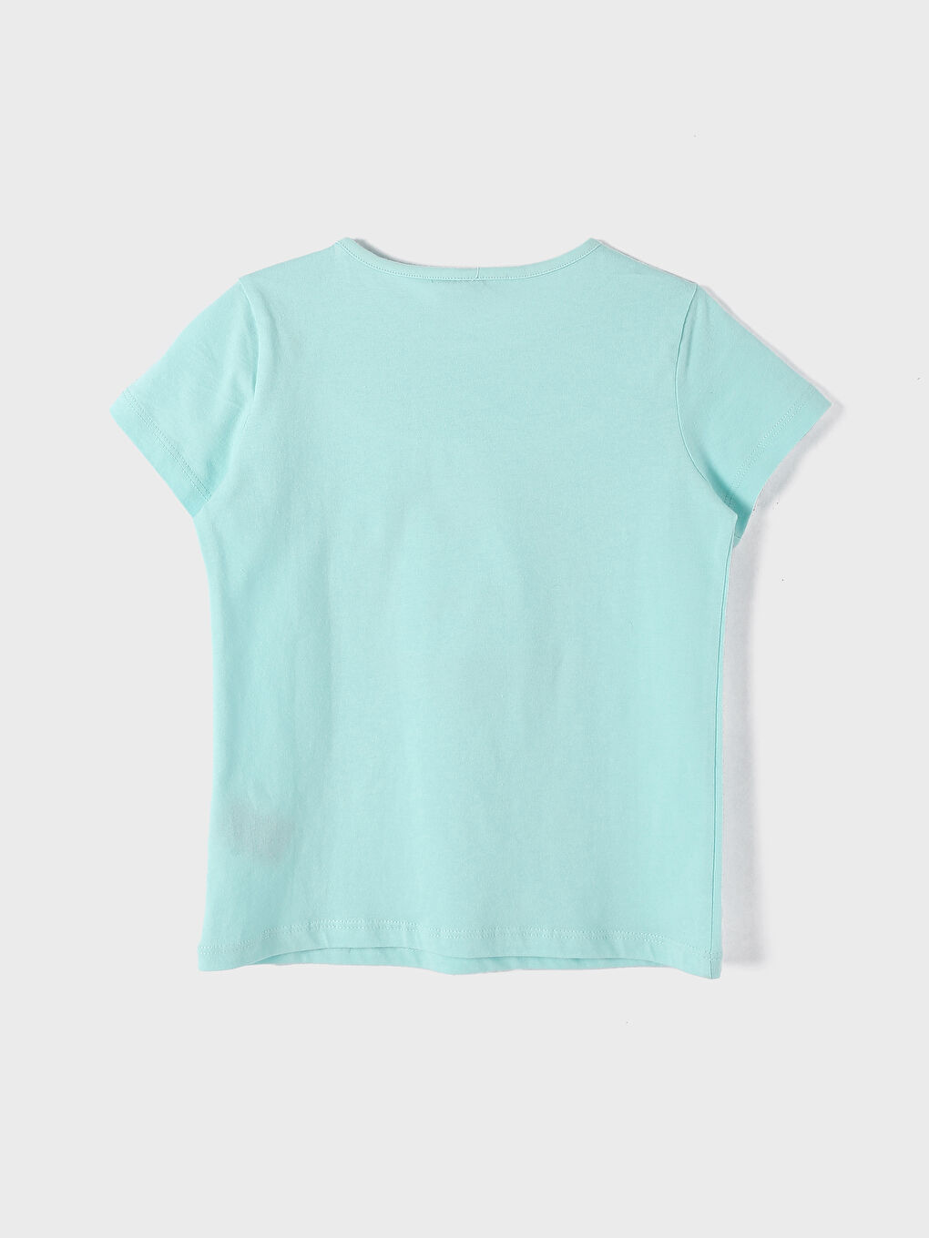 تيشيرت للبنات بياقة دائرية مطبوع كم قصير-1