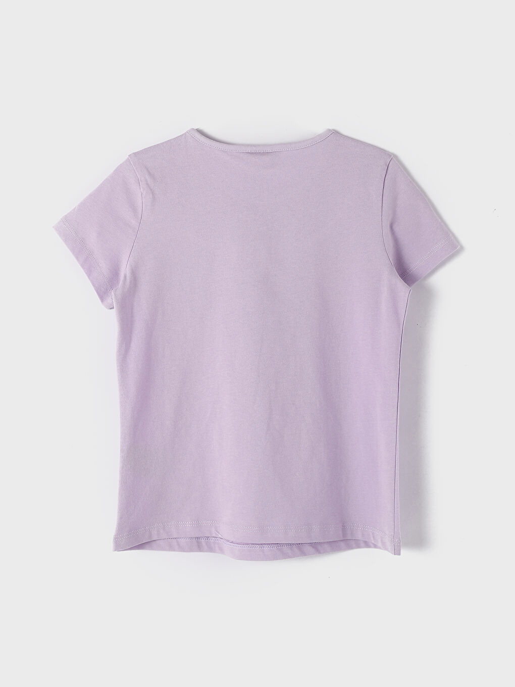 تيشيرت للبنات بياقة دائرية مطبوع كم قصير-1