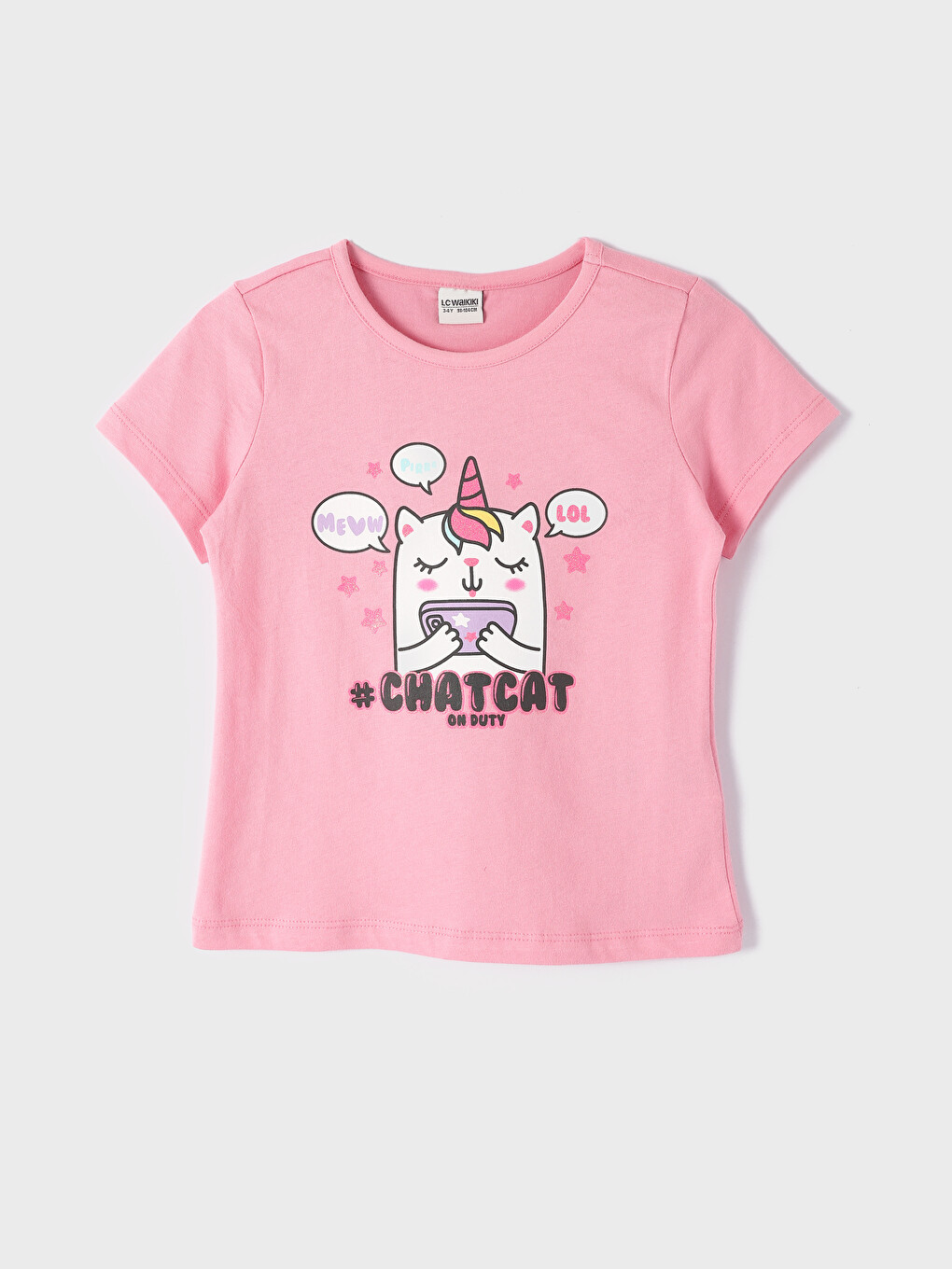 Crew Neck Printed Short Sleeve Girls' T-Shirt-1