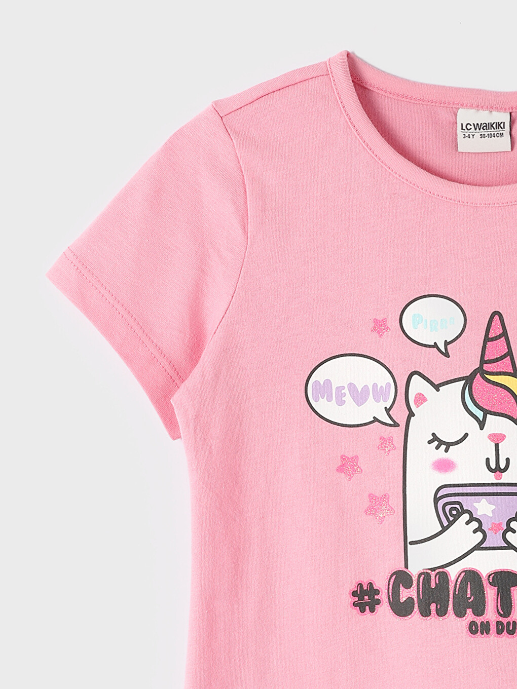 Crew Neck Printed Short Sleeve Girls' T-Shirt-3