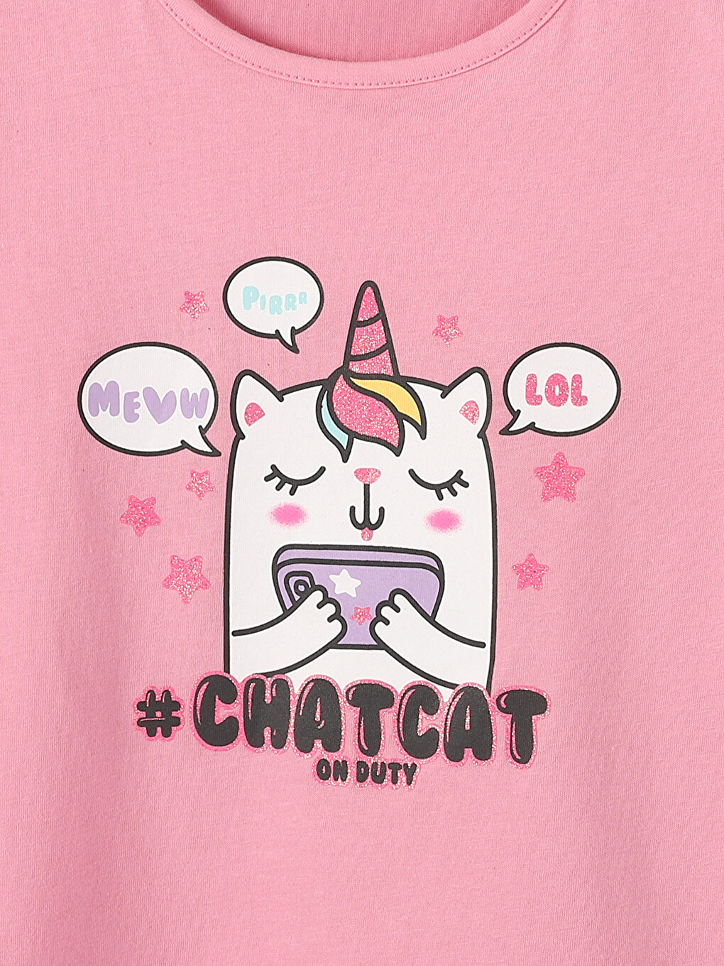 Crew Neck Printed Short Sleeve Girls' T-Shirt-4