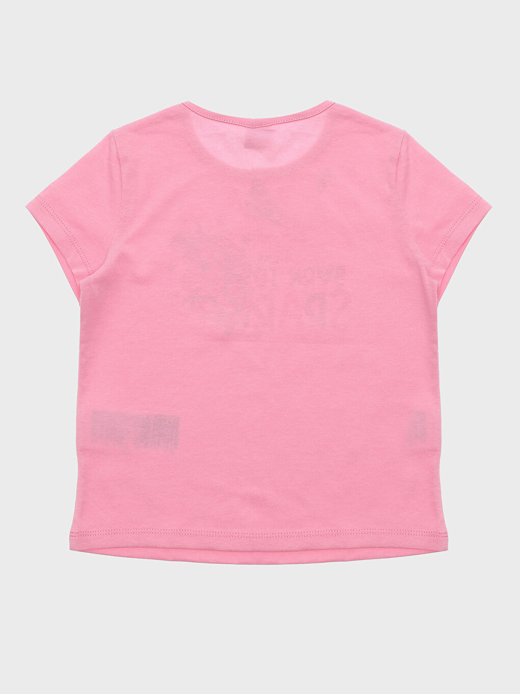 تيشيرت للبنات بياقة دائرية مطبوع كم قصير-1