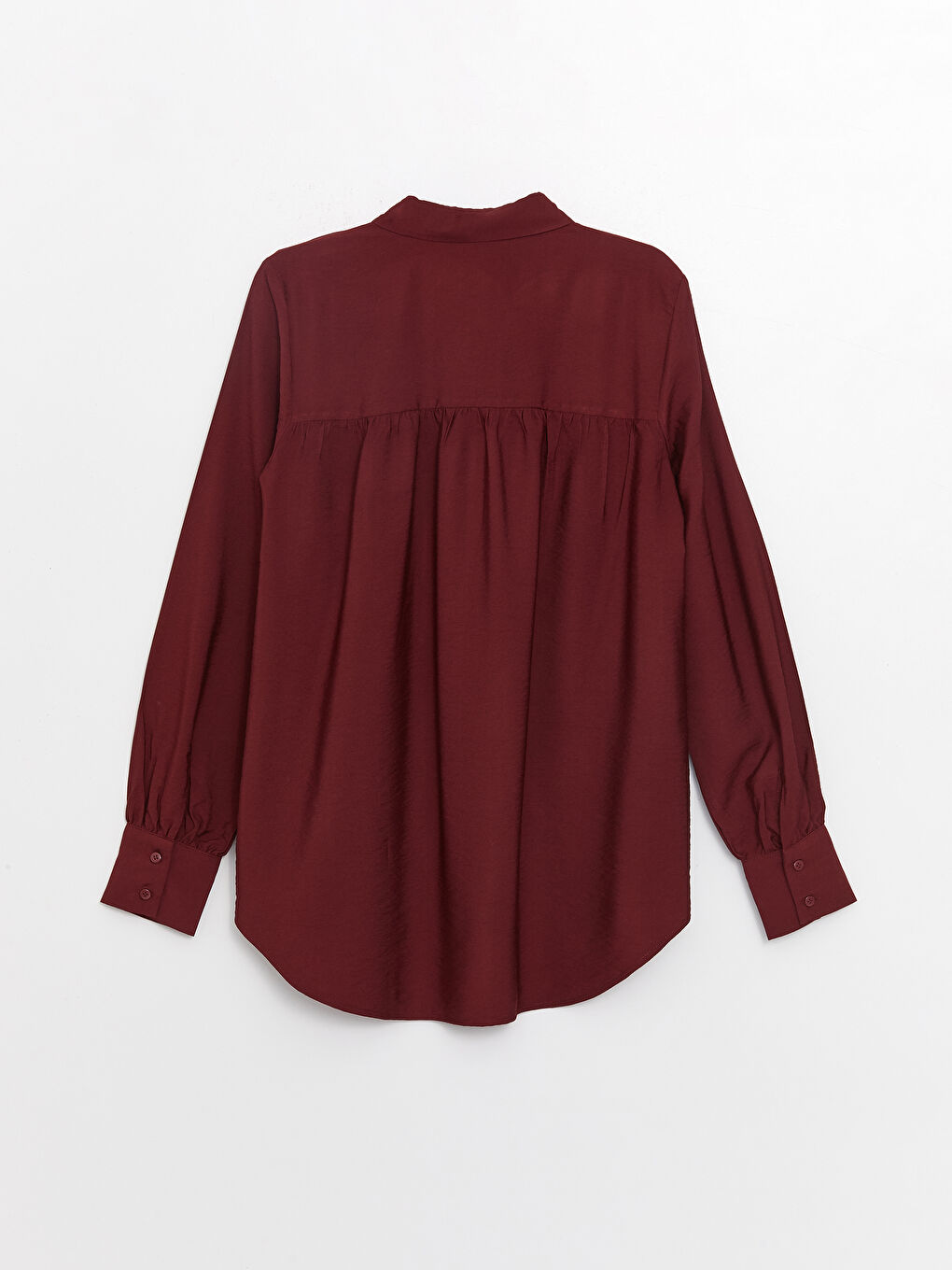 LCW Vision Bordo Düz Uzun Kollu Oversize Kadın Gömlek - 6