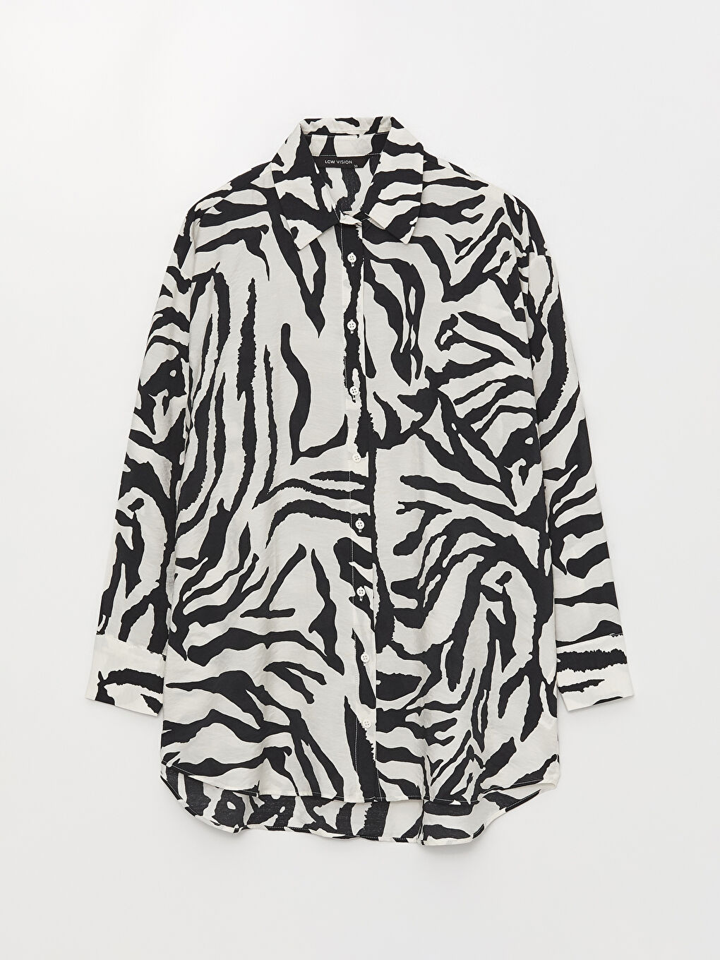 Patterned Long Sleeve Oversize Women's Shirt-5