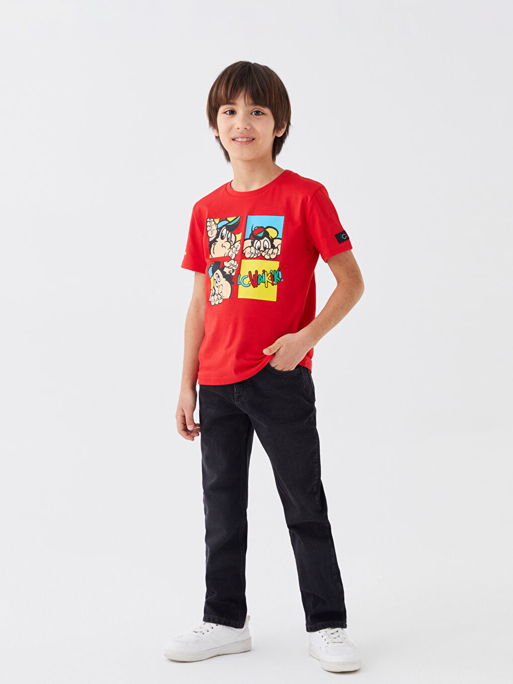 تيشيرت أطفال يونيكس كم قصير مطبوع قرد نوستالجي بياقة دائرية-5