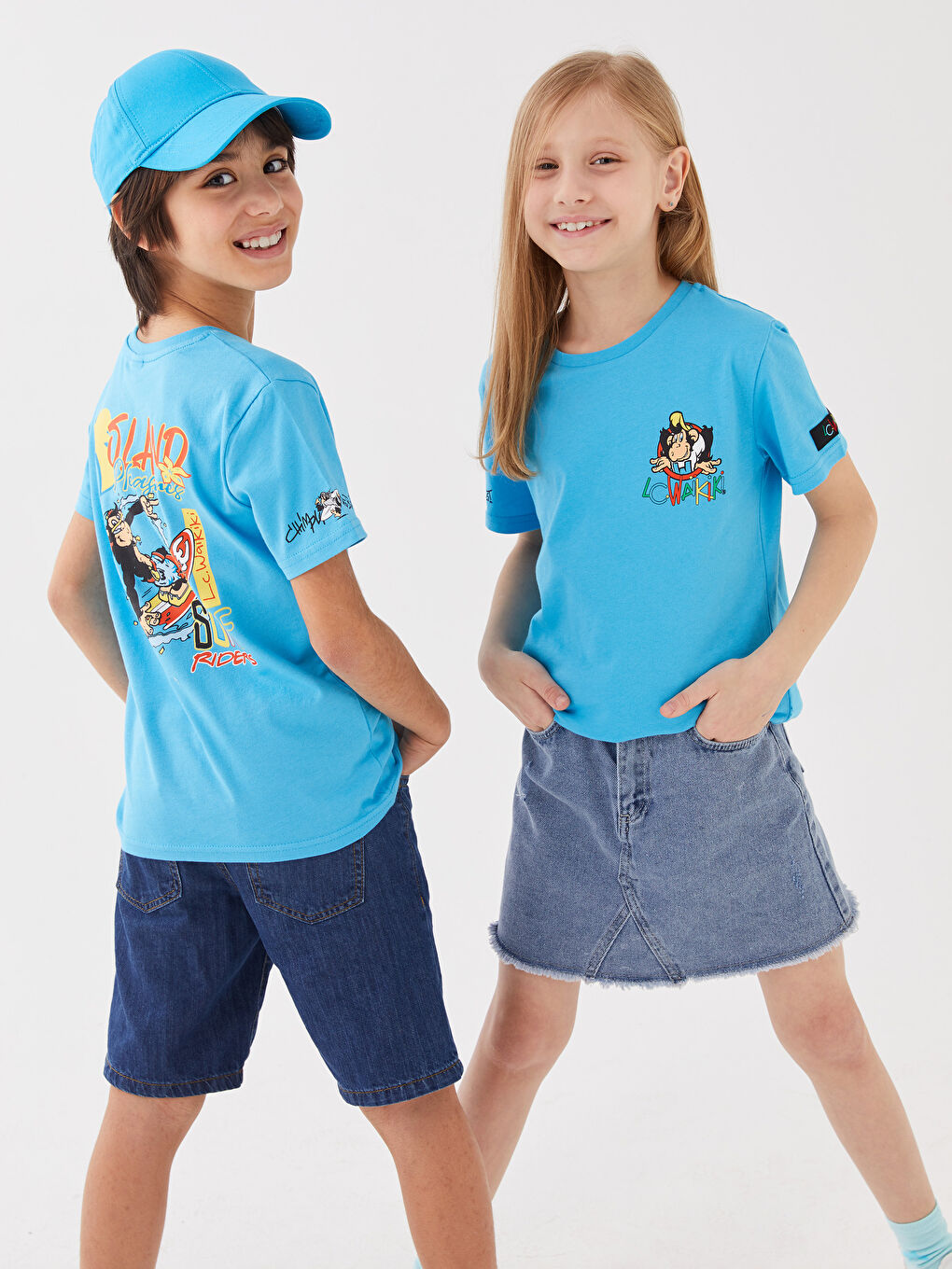 LCW Kids Crew Neck Nostalgic Monkey Printed Short Sleeve