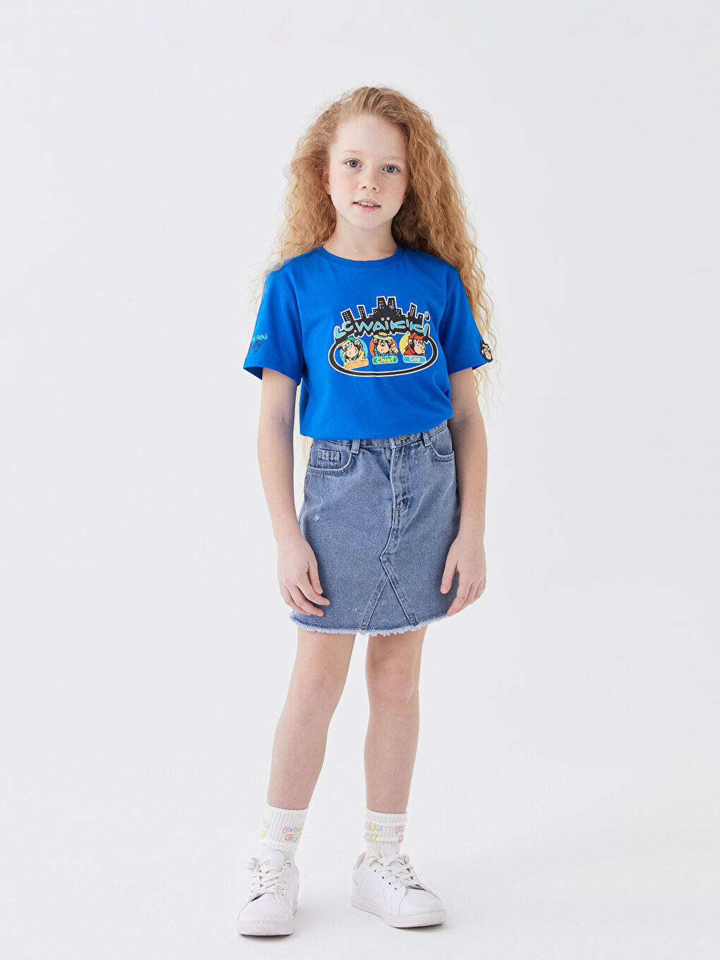 LCW Kids T-Shirt für Kinder mit Rundhalsausschnitt, nostalgischem Affen-Print und kurzen Ärmeln, Unisex -S3HV65Z4-HFU