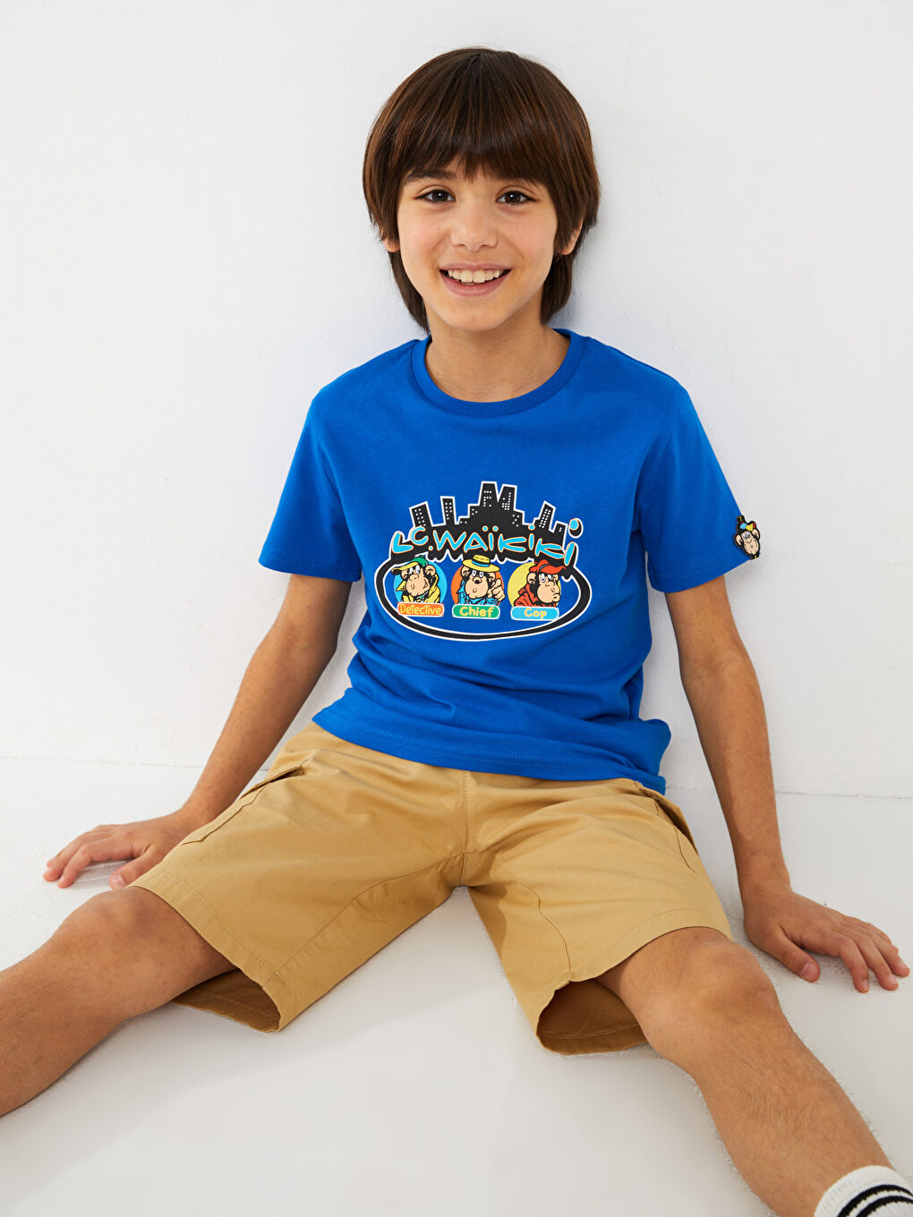 LCW Kids T-Shirt für Kinder mit Rundhalsausschnitt, nostalgischem Affen-Print und kurzen Ärmeln, Unisex -S3HV65Z4-HFU