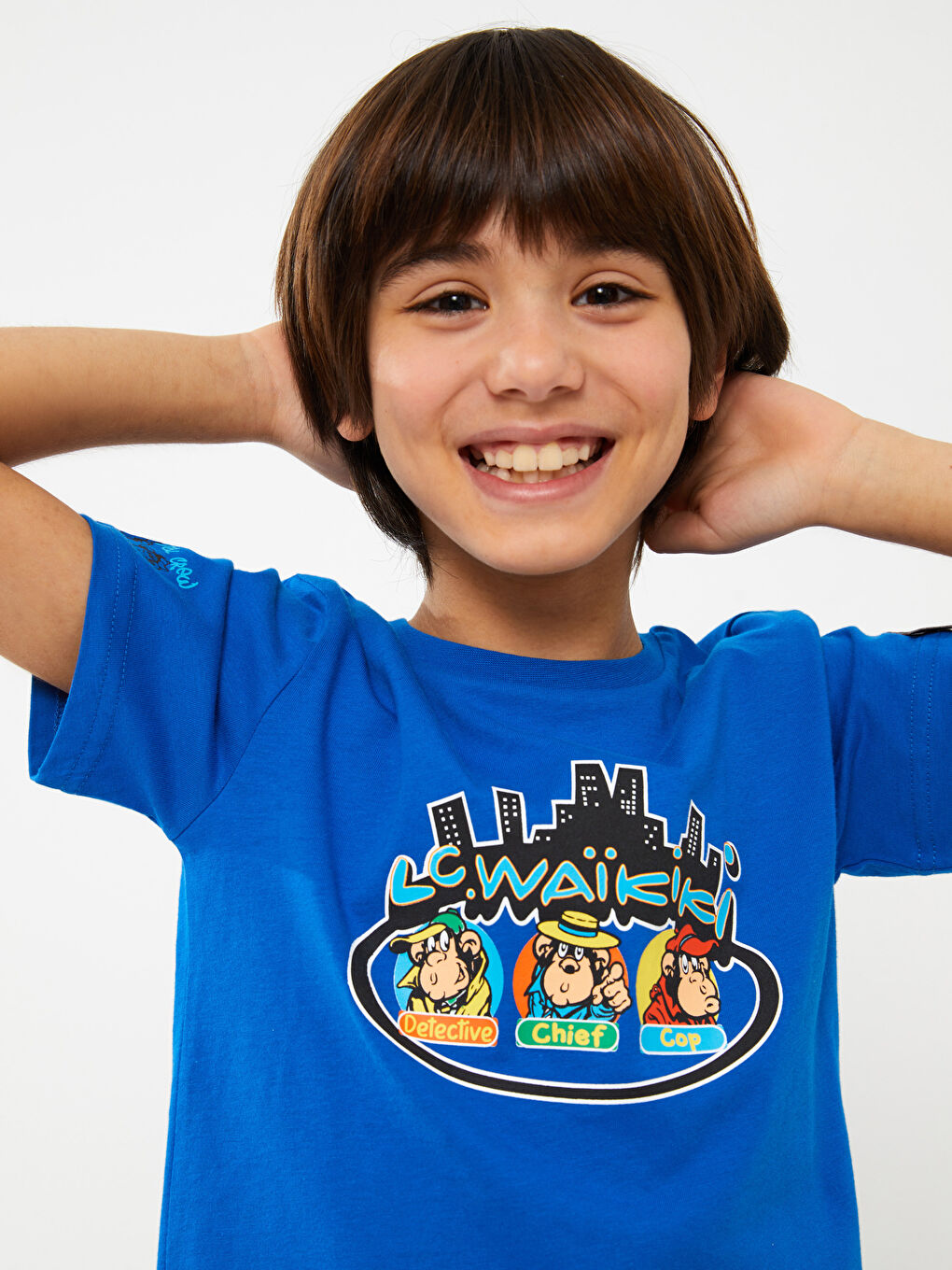 LCW Kids T-Shirt für Kinder mit Rundhalsausschnitt, nostalgischem Affen-Print und kurzen Ärmeln, Unisex -S3HV65Z4-HFU