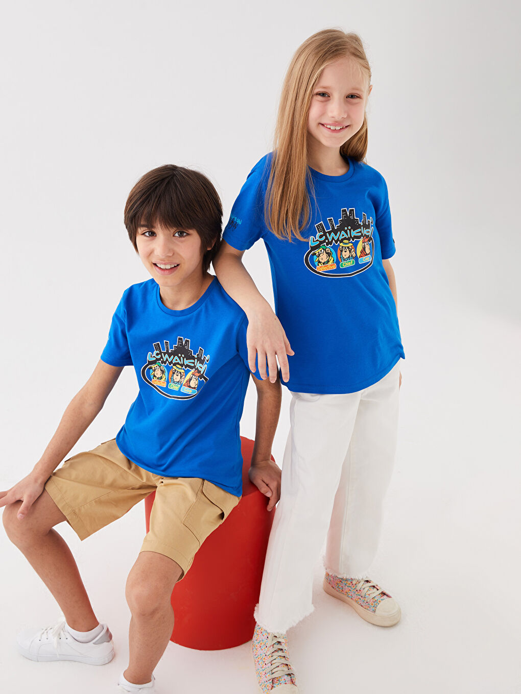 LCW Kids T-Shirt für Kinder mit Rundhalsausschnitt, nostalgischem Affen-Print und kurzen Ärmeln, Unisex -S3HV65Z4-HFU