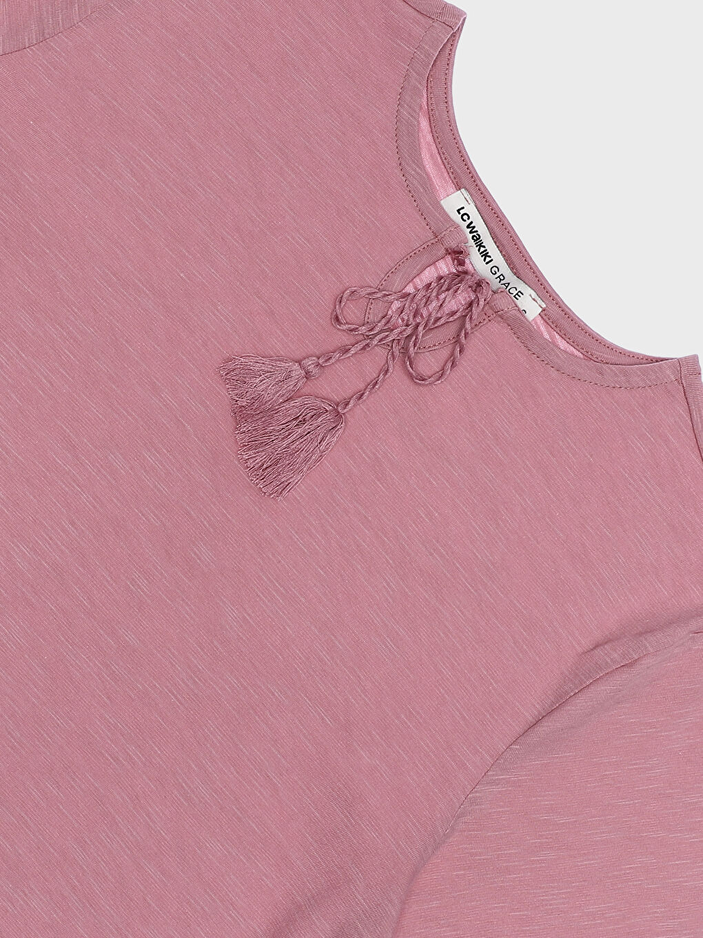 Tie Neck Plain Long Sleeve Women's Blouse-3