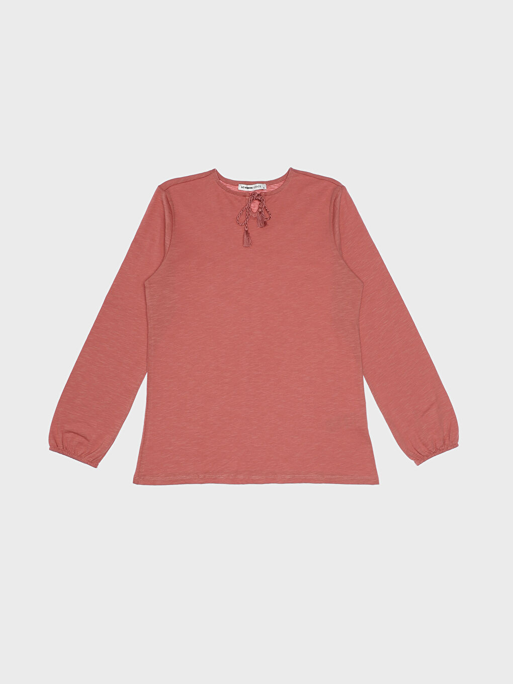 بلوزة كم طويل سادة بياقة مربوطة للسيدات