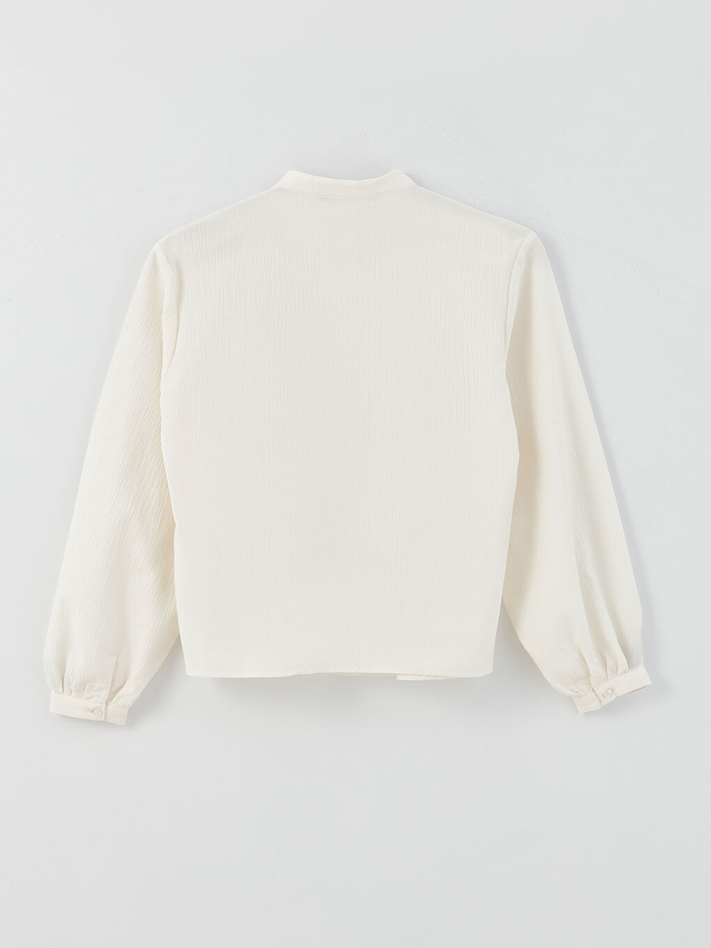 بلوزة نسائية واسعة الحجم بياقة الجد وكم طويل بتجعيد-6