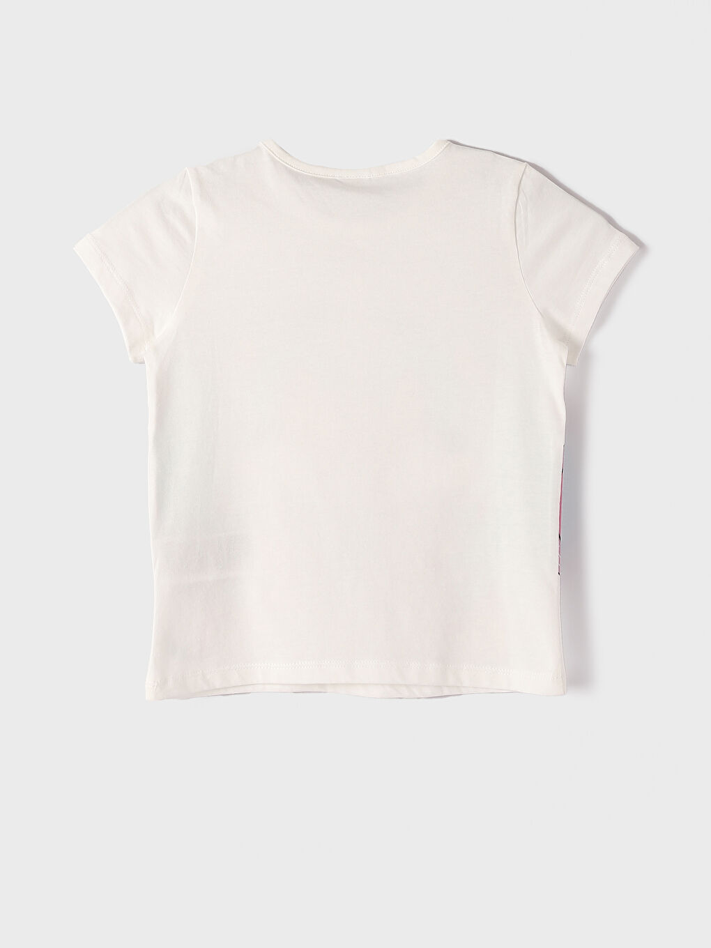 تيشيرت للبنات بياقة دائرية مطبوع كم قصير-2