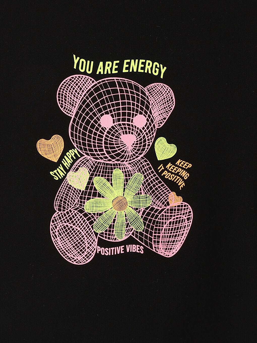 تيشيرت للبنات بياقة دائرية مطبوع كم قصير-3