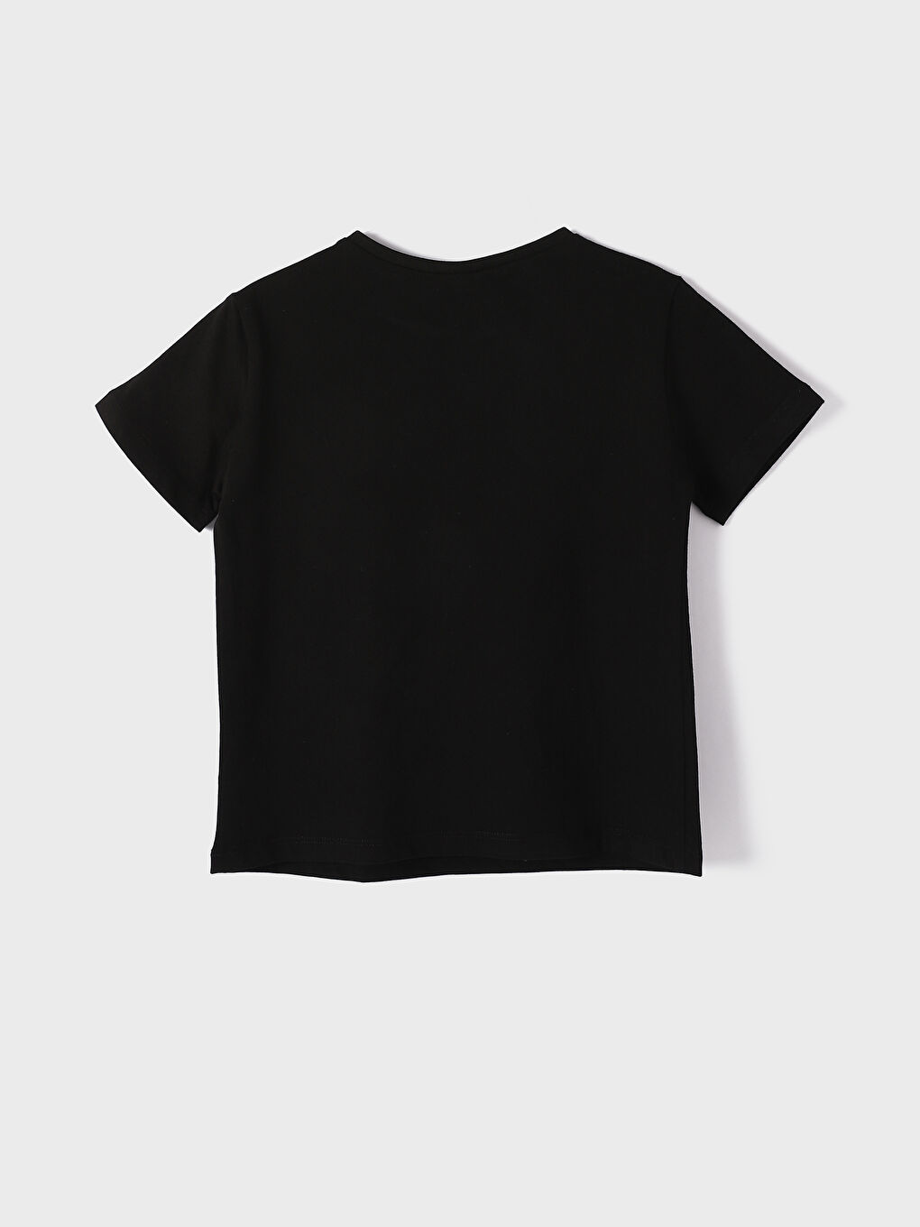 تيشيرت للبنات بياقة دائرية مطبوع كم قصير-1