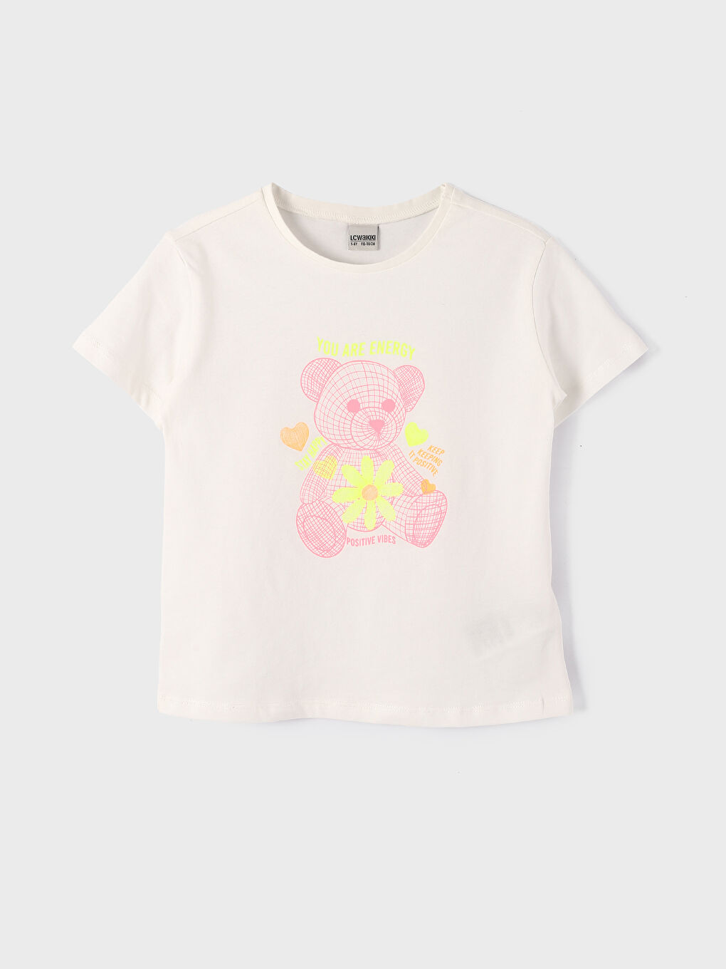 Crew Neck Printed Short Sleeve Girls' T-Shirt