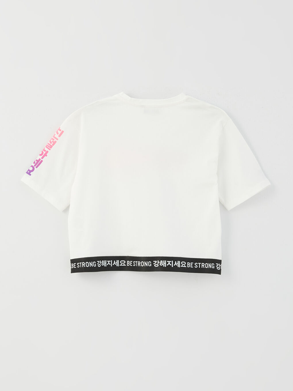 Crew Neck K-Pop Printed Short Sleeve Girls' Crop T-Shirt-1