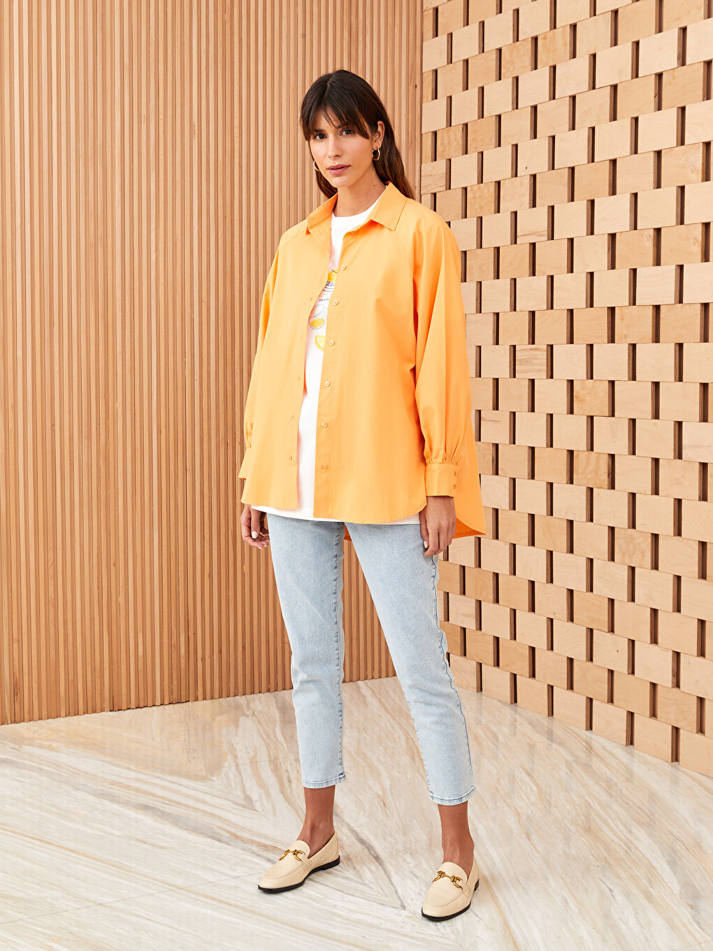 Plain Long Sleeve Oversize Poplin Women's Shirt Tunic-2