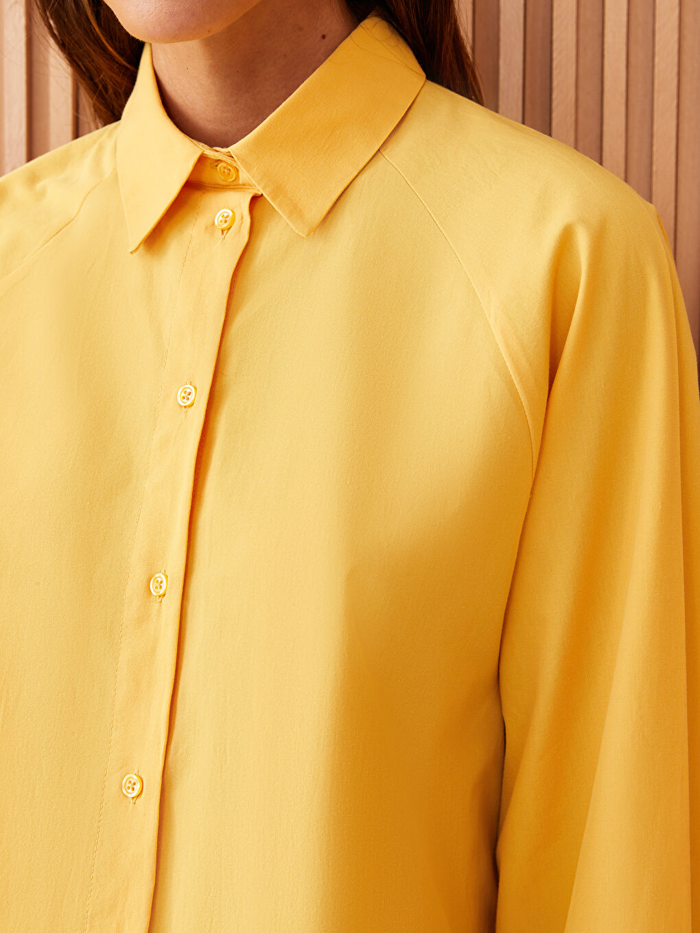 قميص تونيك سادة كم طويل واسع بوبلين للسيدات-3