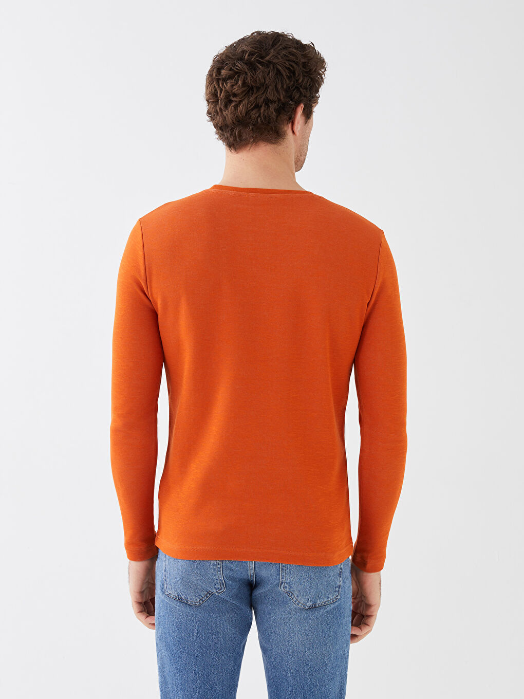 سويت شيرت كم طويل مطبوع بياقة دائرية للرجال-5