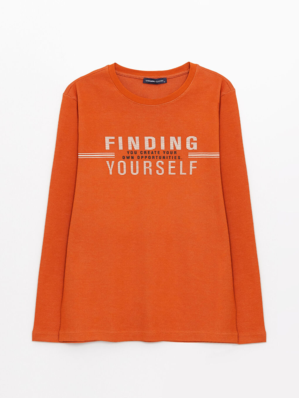 سويت شيرت كم طويل مطبوع بياقة دائرية للرجال-6