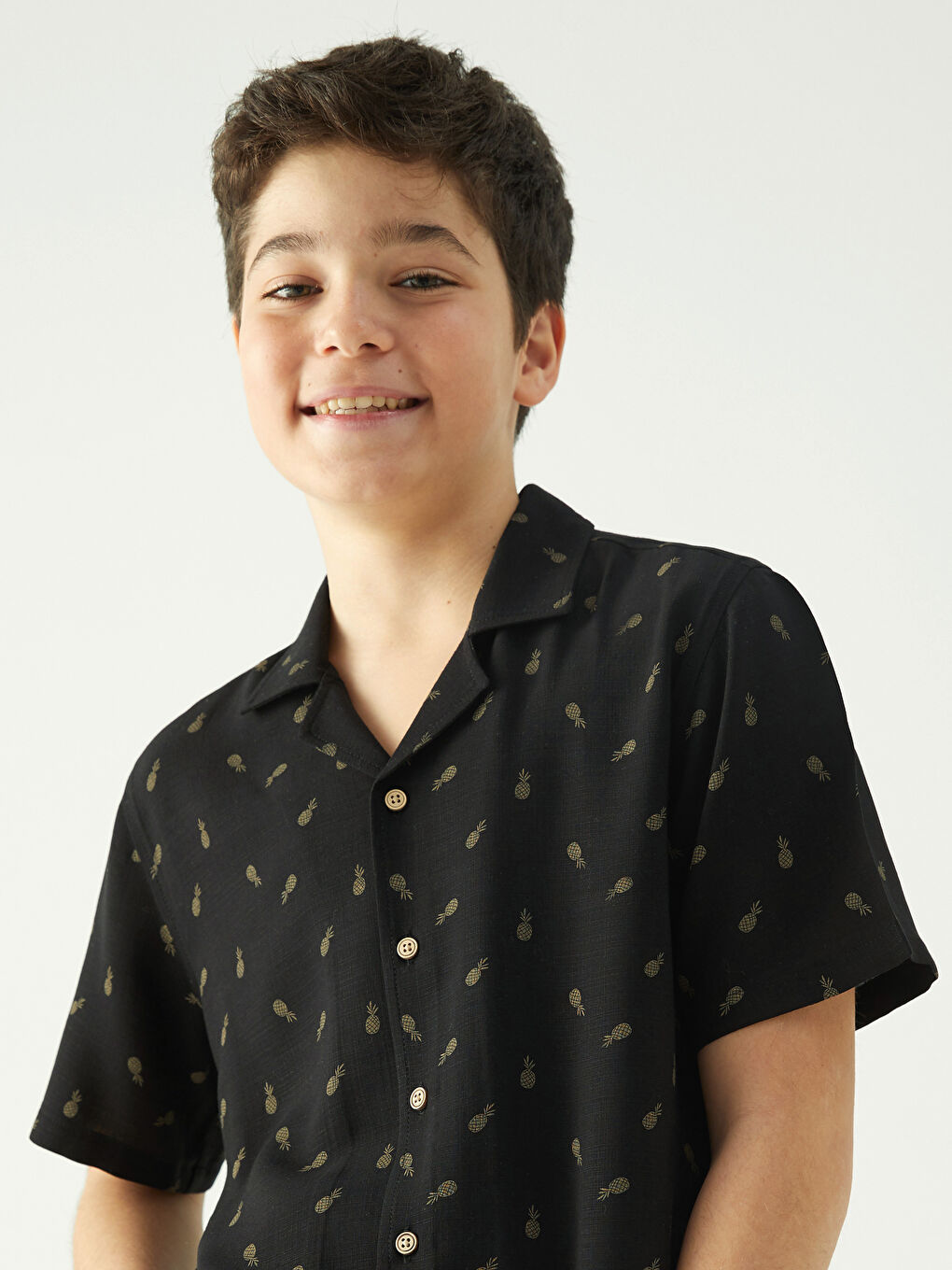 Patterned Short Sleeve Boys' Shirt-3