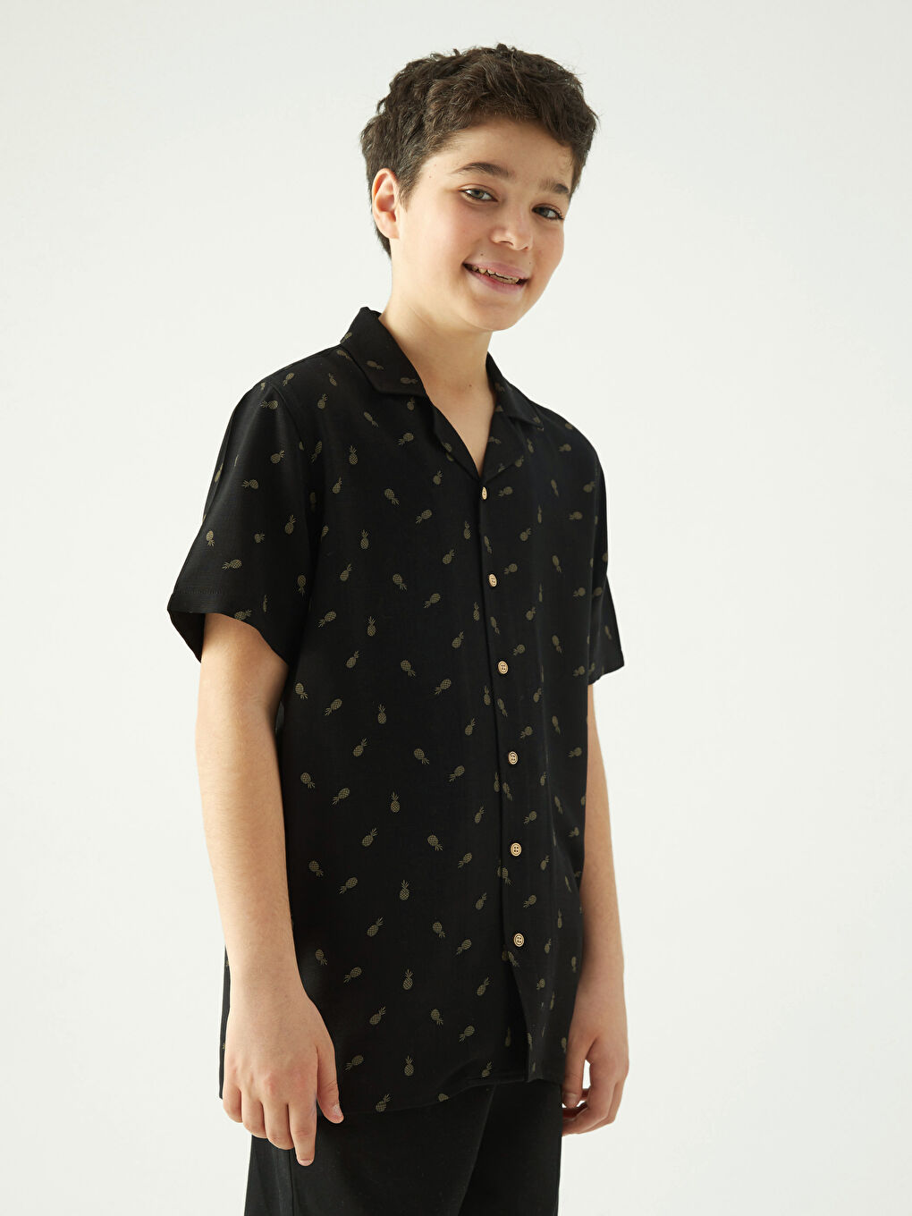 Patterned Short Sleeve Boys' Shirt-2