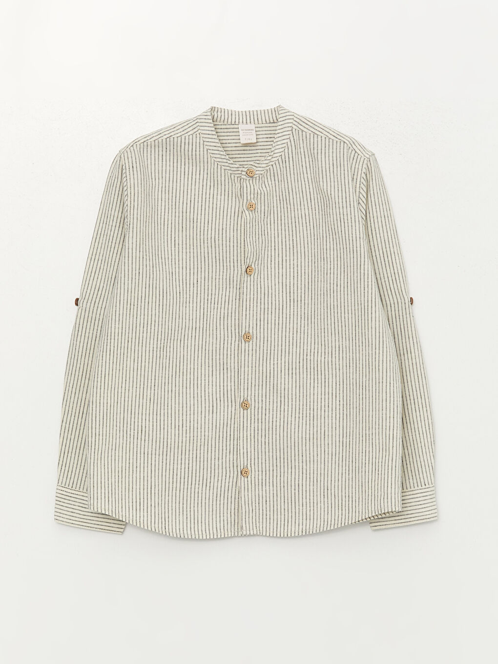 Ekru Hakim Yaka Çizgili Uzun Kollu Erkek Çocuk Gömlek-4