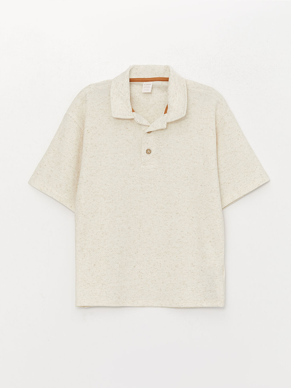 Ekru Polo Yaka Keten Karışımlı Erkek Çocuk Tişört