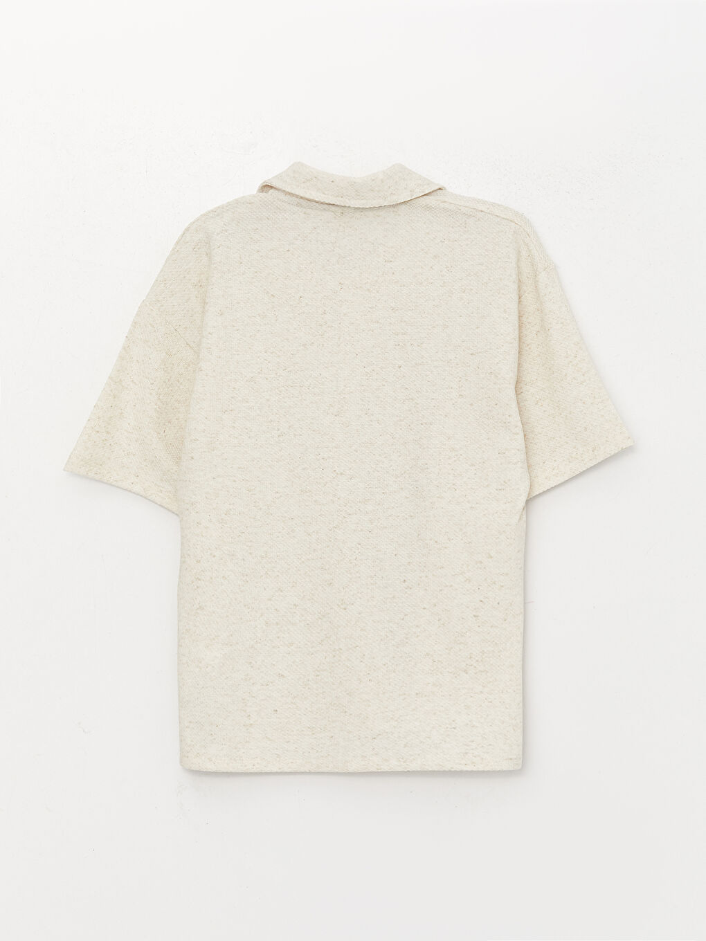 Ekru Polo Yaka Keten Karışımlı Erkek Çocuk Tişört-1