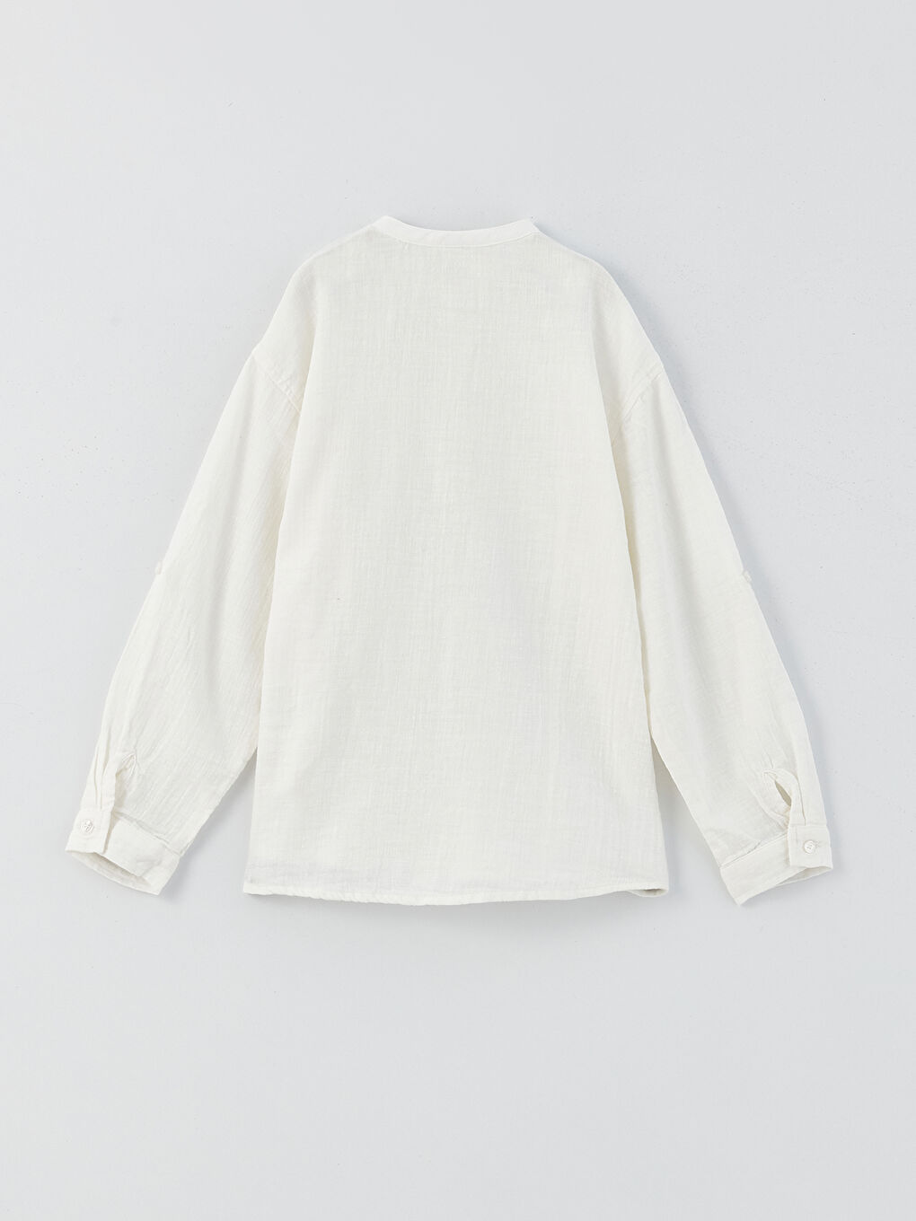 Beyaz Rahat Kalıp Keten Karışımlı Erkek Çocuk Gömlek-1