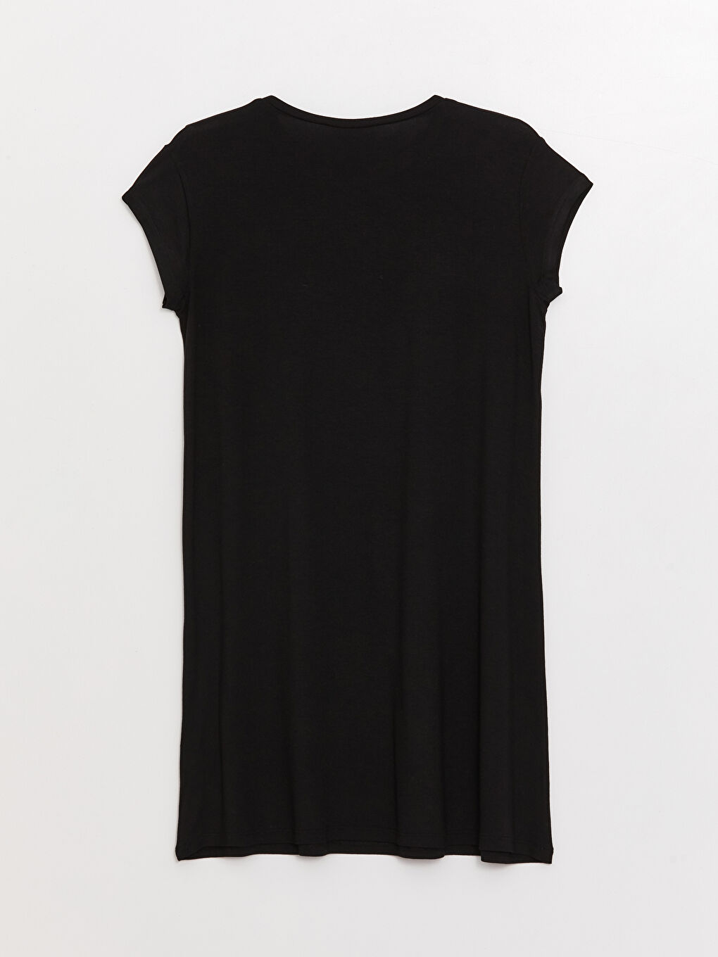 Siyah Bisiklet Yaka Baskılı Kısa Kollu Kadın Tunik-6