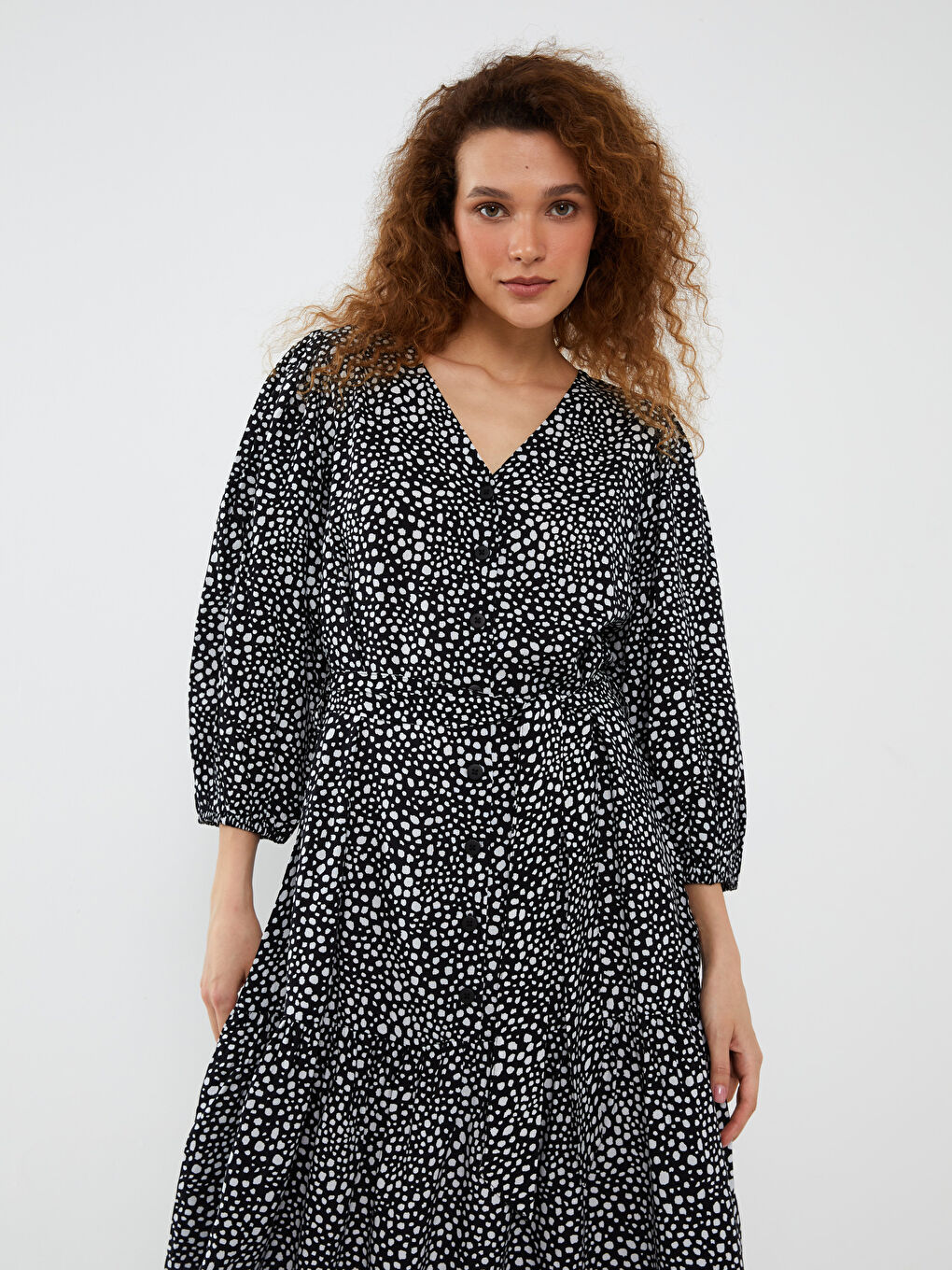 LCWAIKIKI Classic V Neck Patterned A Form Women's Dress -S3I063Z8-LQJ